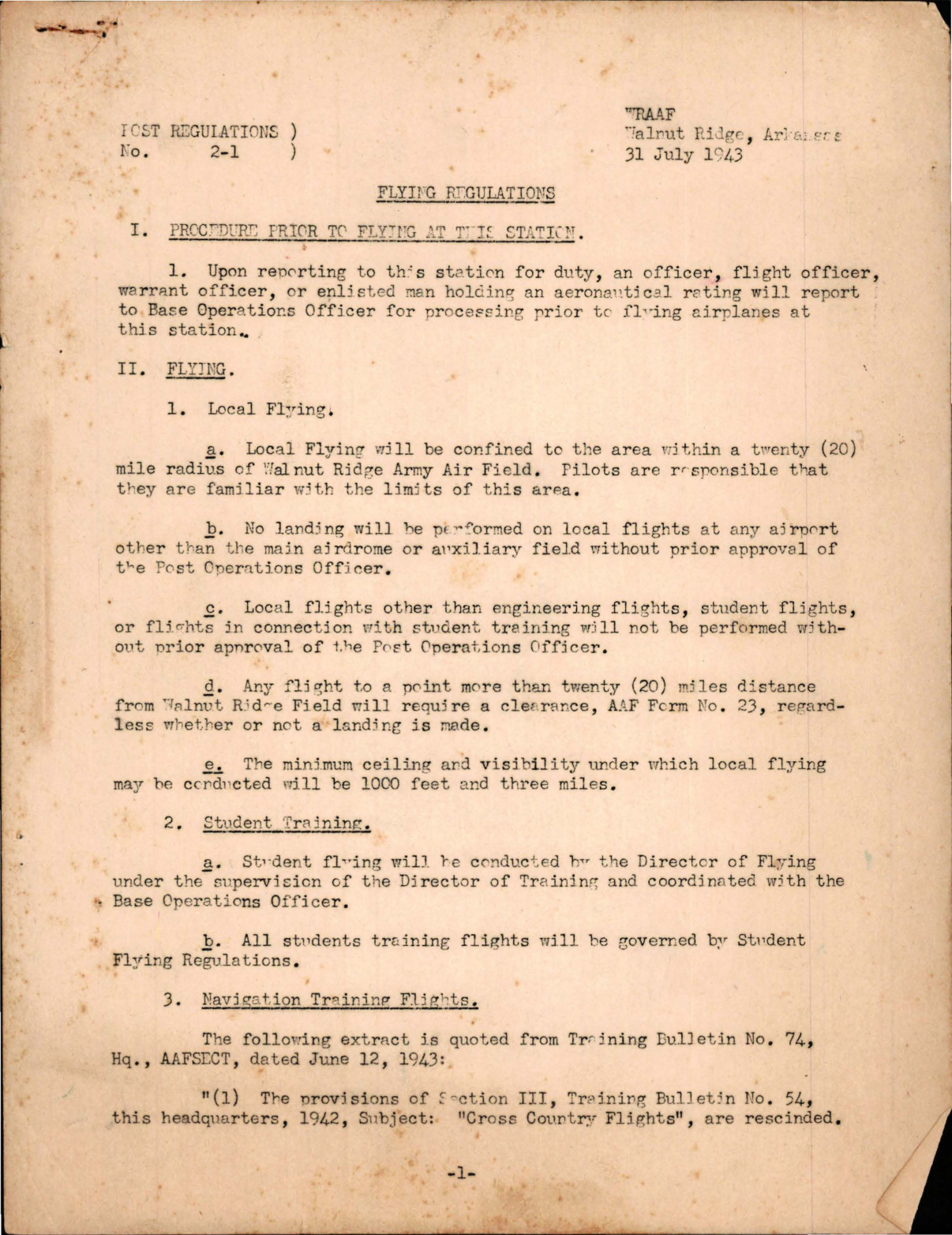 Sample page 1 from AirCorps Library document: Flying Regulations - Procedure Prior to Flying at This Station