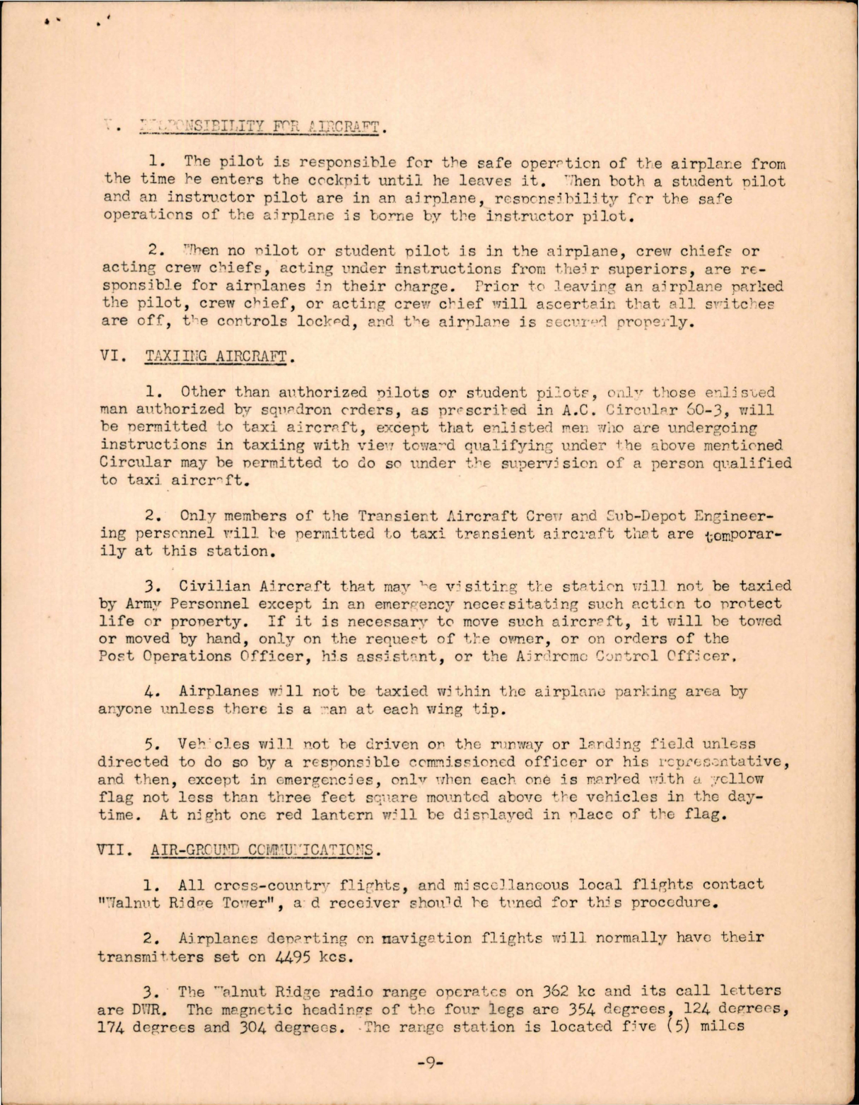 Sample page 9 from AirCorps Library document: Flying Regulations - Procedure Prior to Flying at This Station