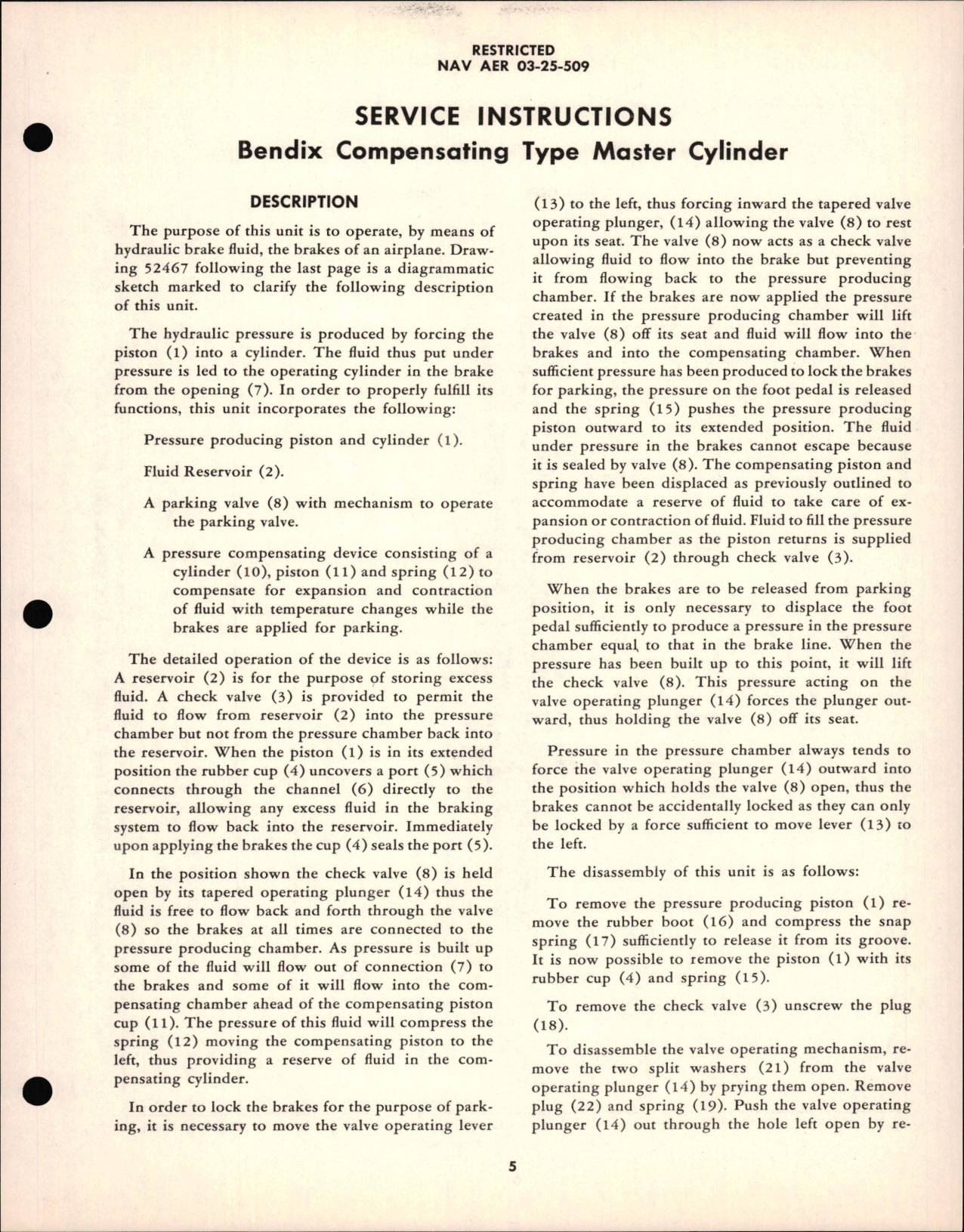 Sample page 9 from AirCorps Library document: Parts Catalogue and Service Instructions for Bendix Compensating Master Cylinders for Push Type Cylinders