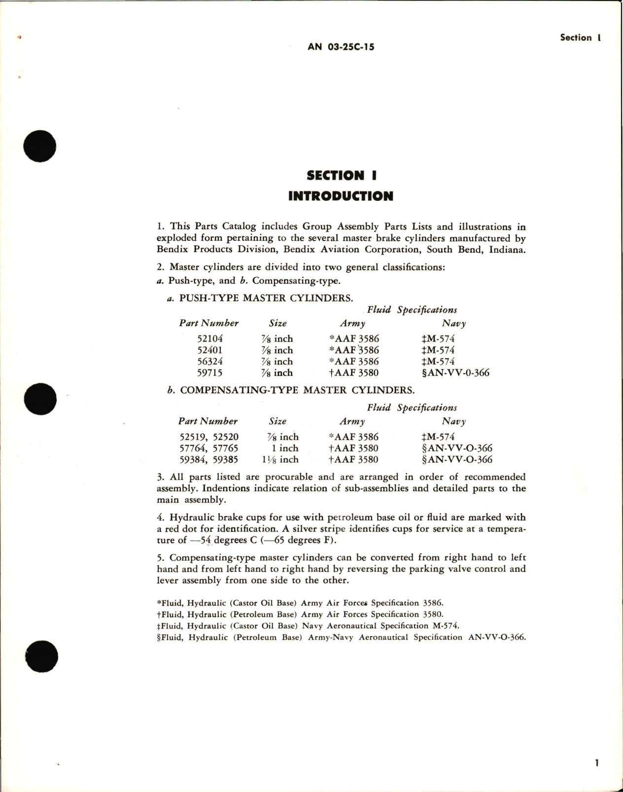 Sample page 5 from AirCorps Library document: Parts Catalog for Master Brake Cylinders 