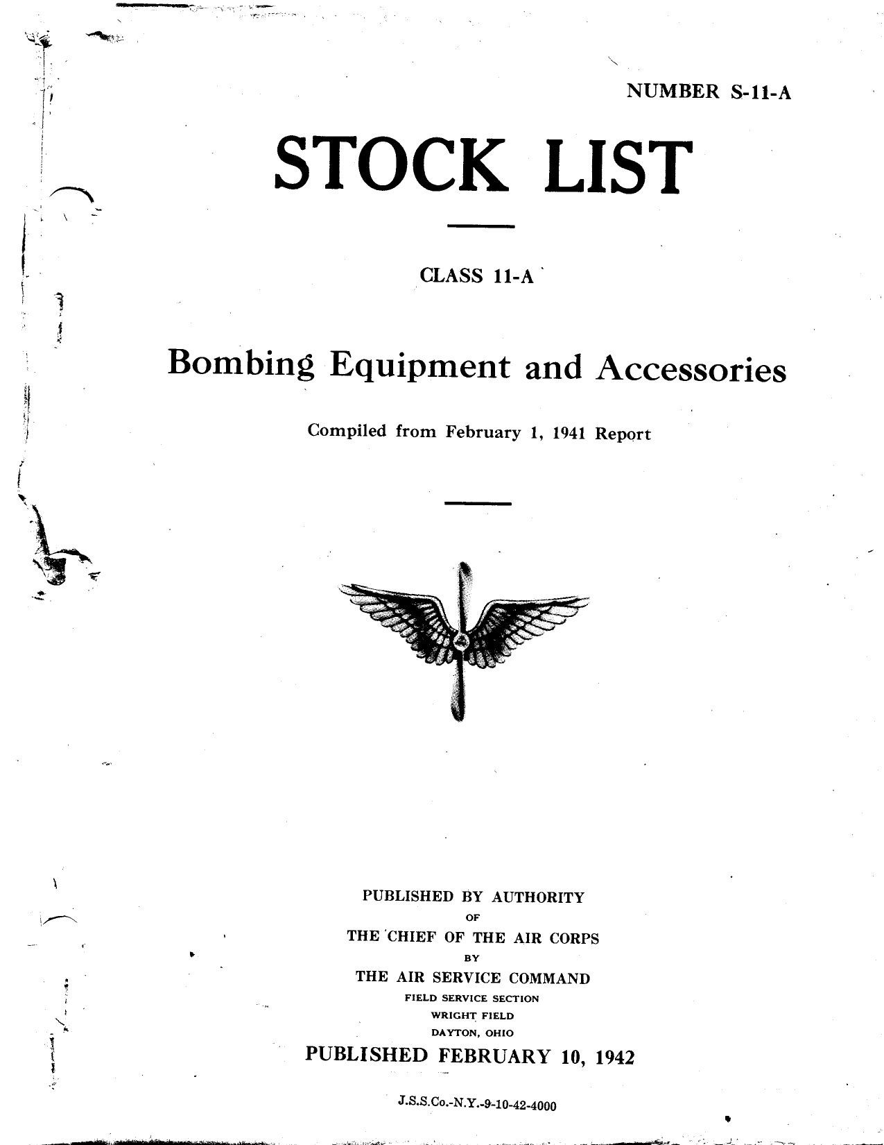 Sample page 1 from AirCorps Library document: Stock List for Bombing Equipment and Accessories