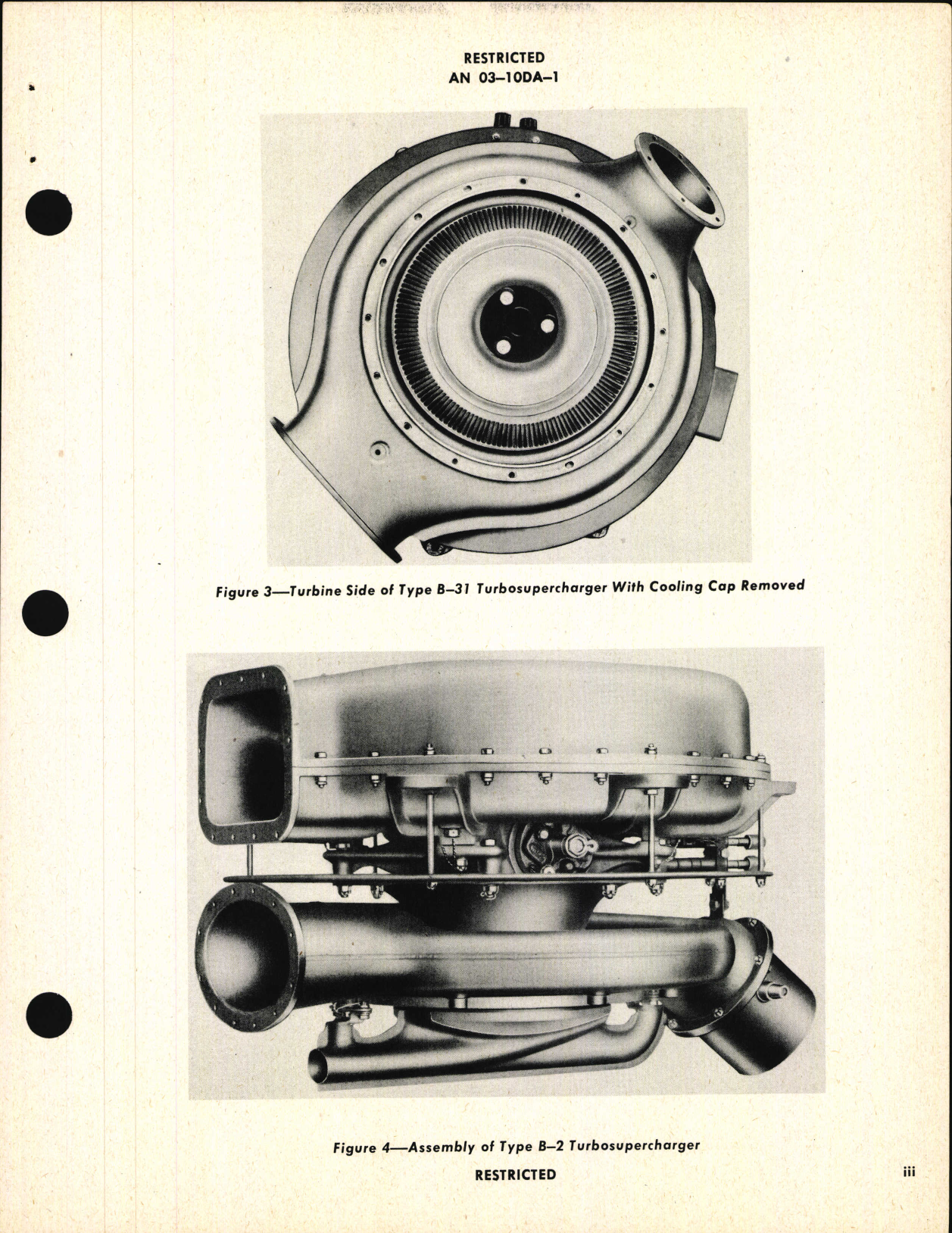 Sample page 5 from AirCorps Library document: Operation, Service, & Overhaul Instructions with Parts Catalog for Turbosuperchargers Types B-2, B-11, B-22, B-31, and B-33