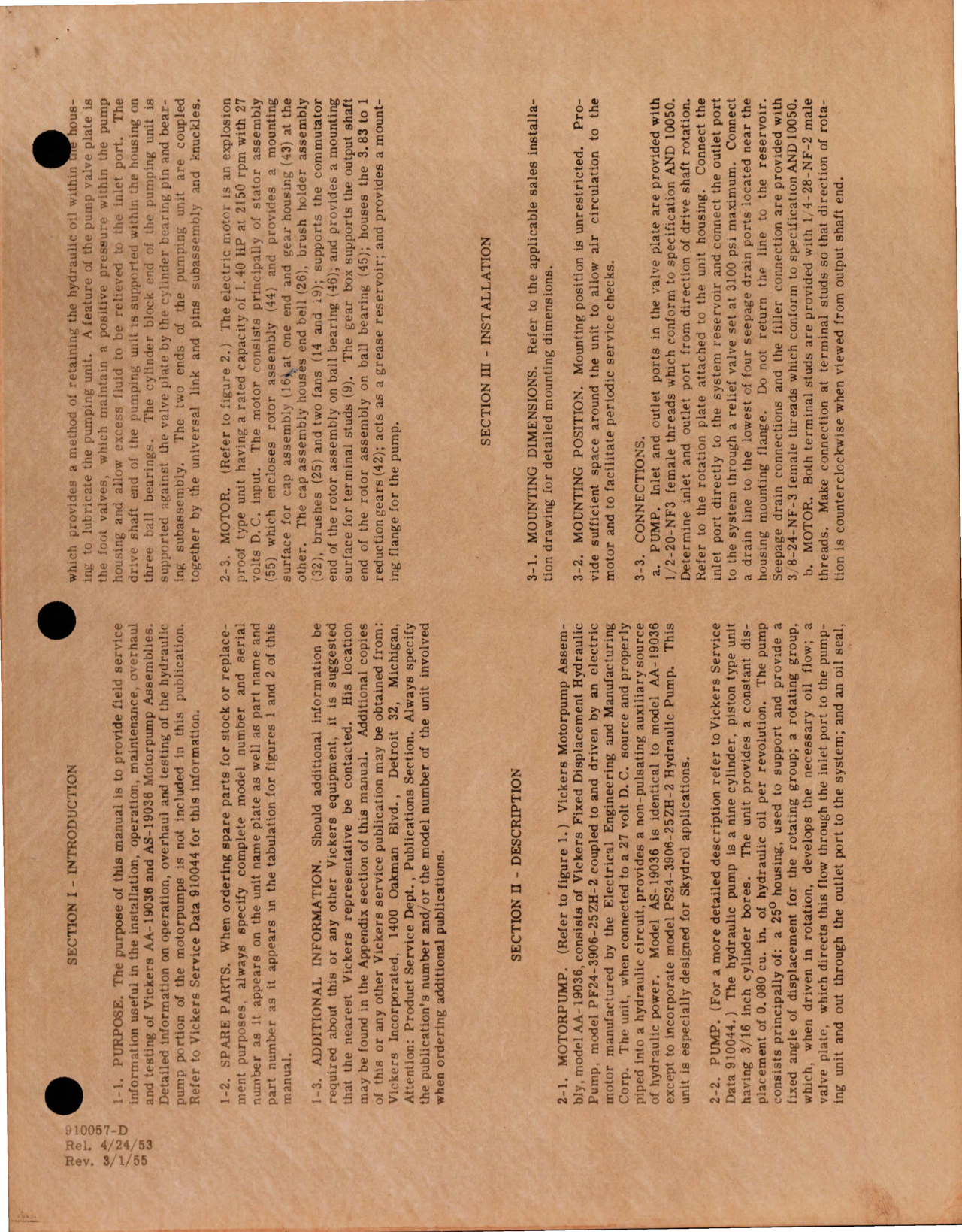 Sample page 5 from AirCorps Library document: Service Data for Motorpump - Models AA-19036, AS-19036