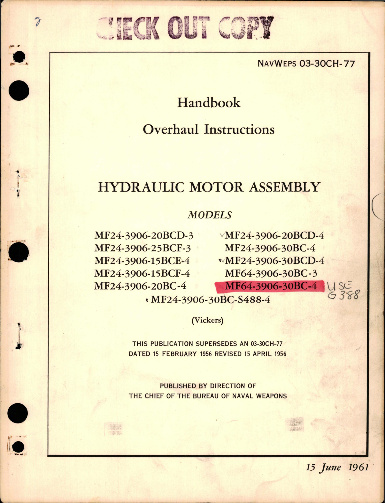 Sample page 1 from AirCorps Library document: Overhaul Instructions for Hydraulic Motor Assembly