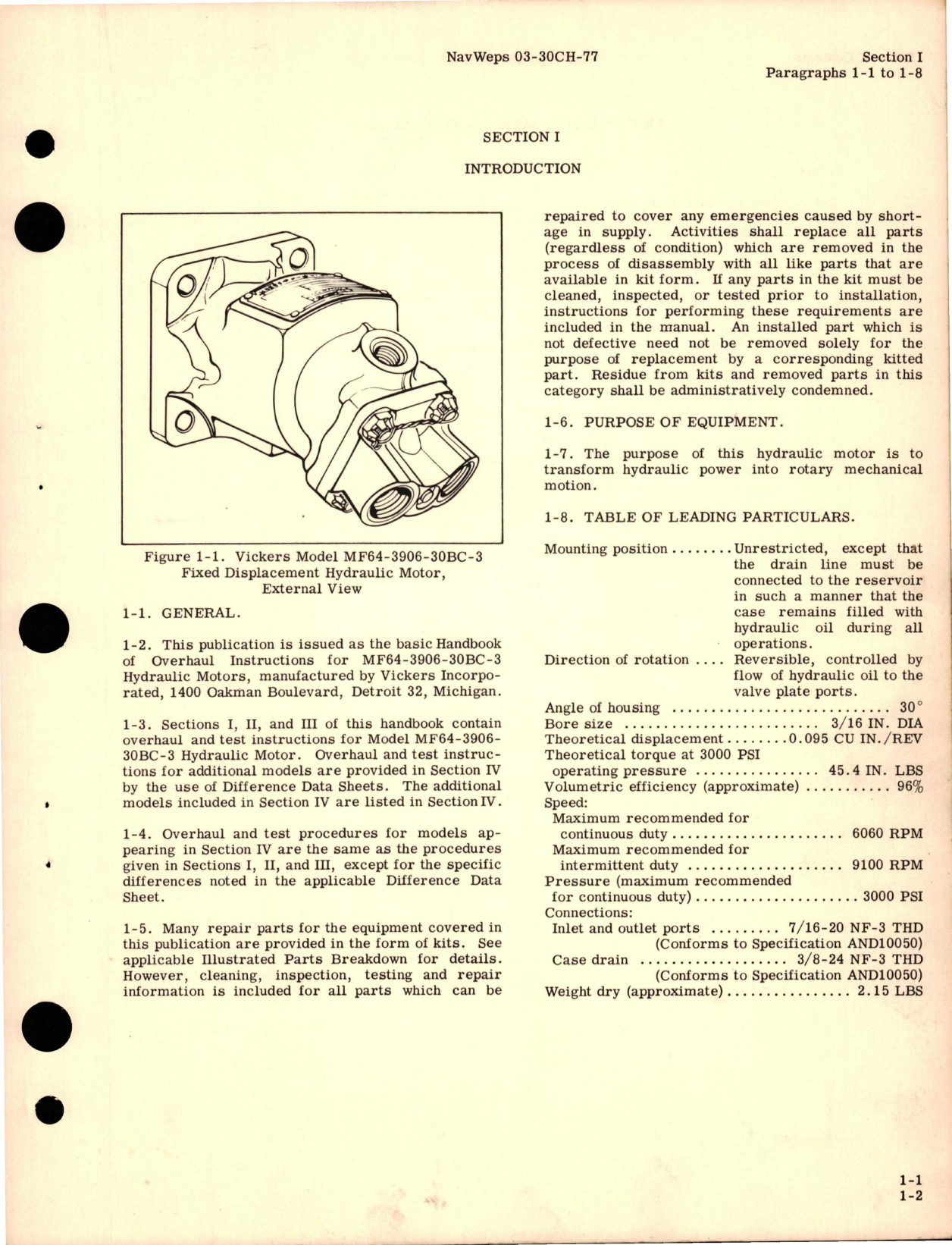 Sample page 5 from AirCorps Library document: Overhaul Instructions for Hydraulic Motor Assembly