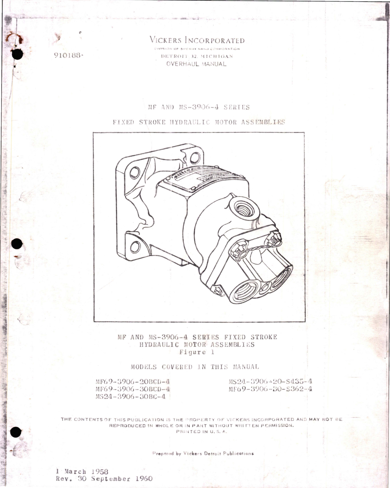 Sample page 1 from AirCorps Library document: Overhaul Manual for Fixed Stroke Hydraulic Motor Assemblies - MF-3906 and MS-3906 Series