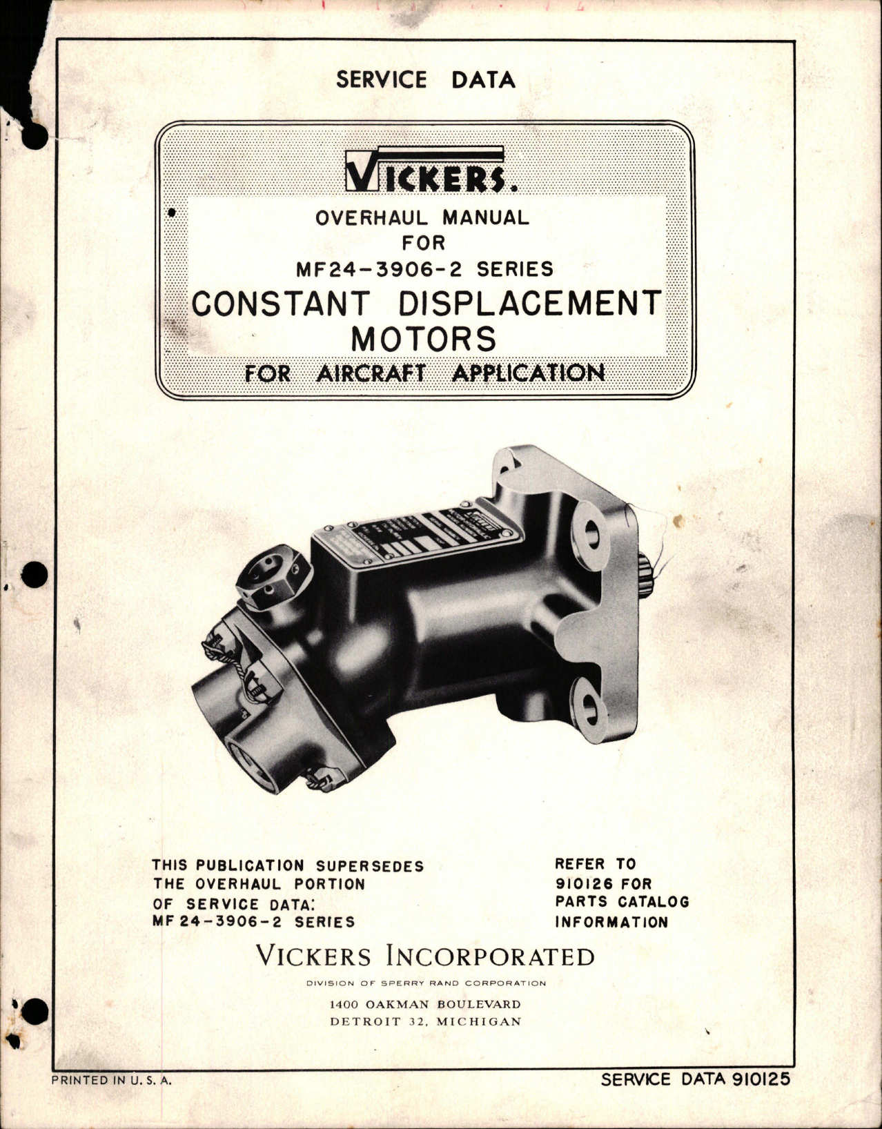 Sample page 1 from AirCorps Library document: Overhaul for Constant Displacement Motors - MF24-3906-2