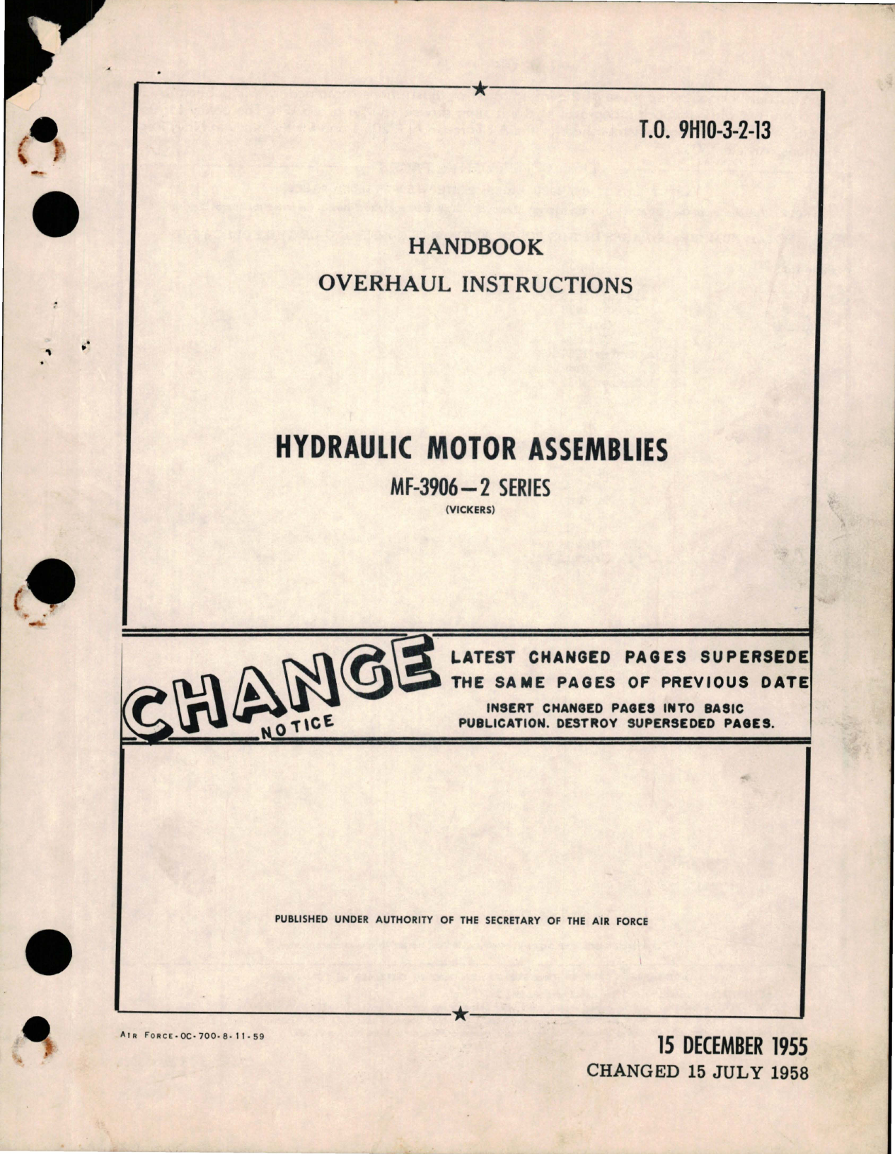 Sample page 1 from AirCorps Library document: Overhaul Instructions for Hydraulic Motor Assemblies - MF-3906-2
