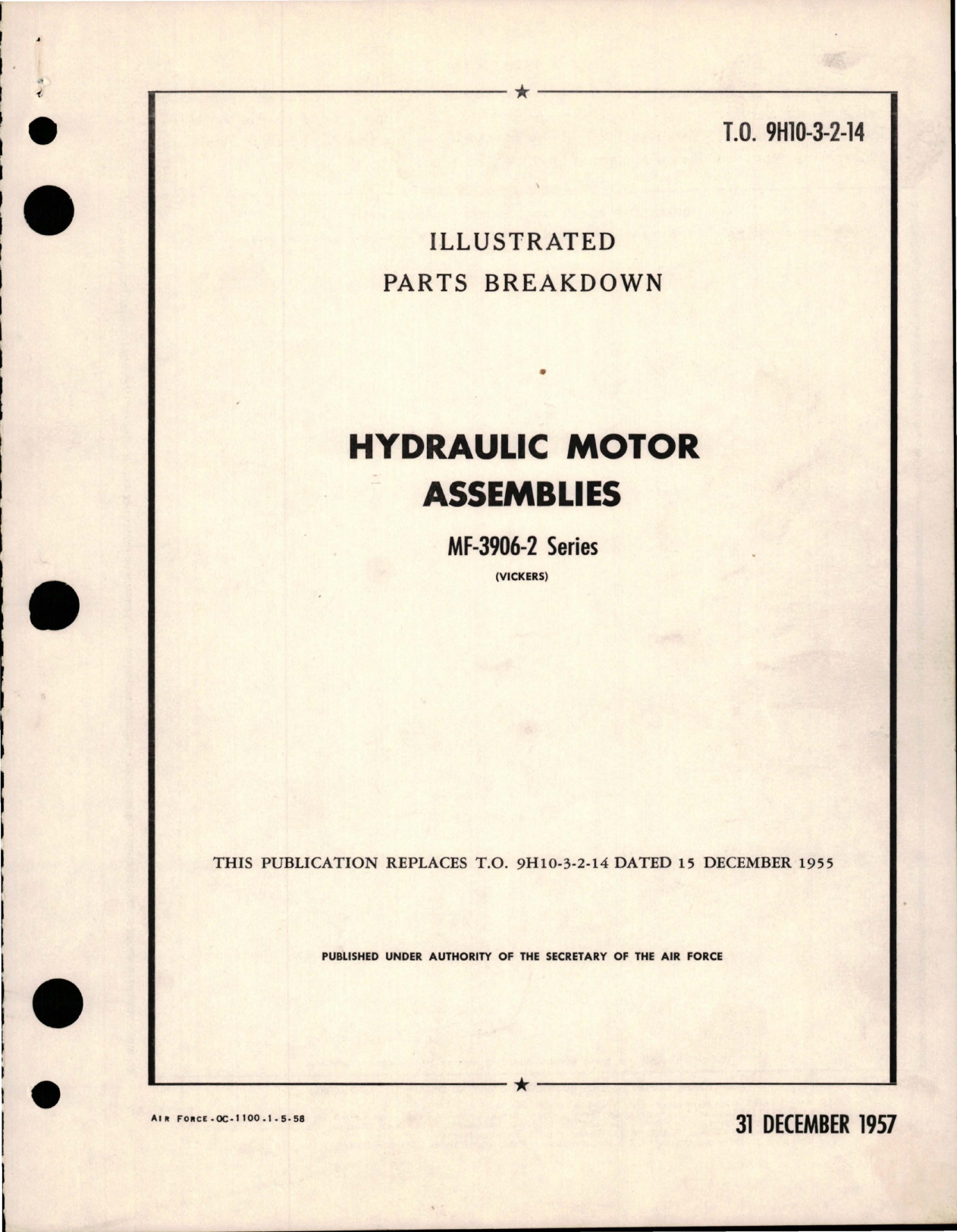 Sample page 1 from AirCorps Library document: Illustrated Parts Breakdown for Hydraulic Motor Assemblies - MF-3906-2