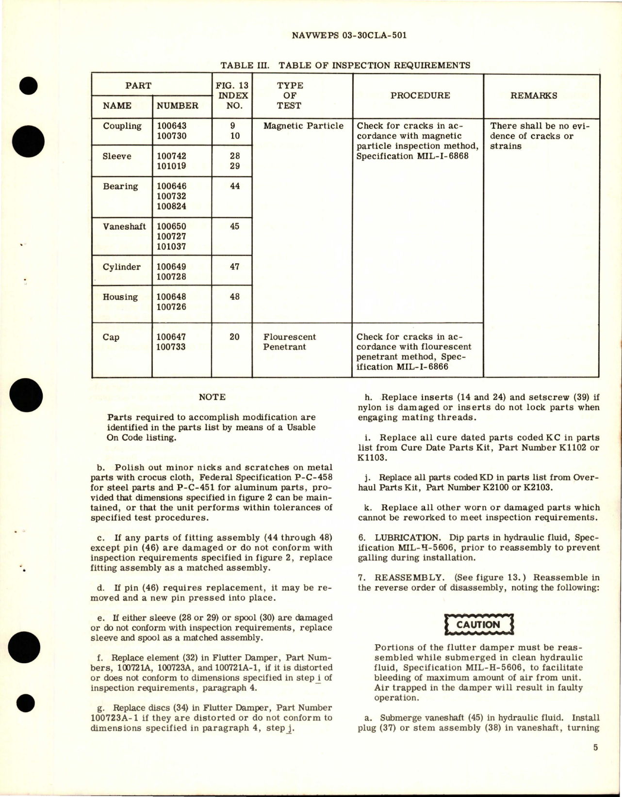 Sample page 7 from AirCorps Library document: Overhaul Instructions with Parts Breakdown for Flutter Dampers - Parts 100721, 100723, 100721A, 100723A, 100721A-1 & 100723A-1