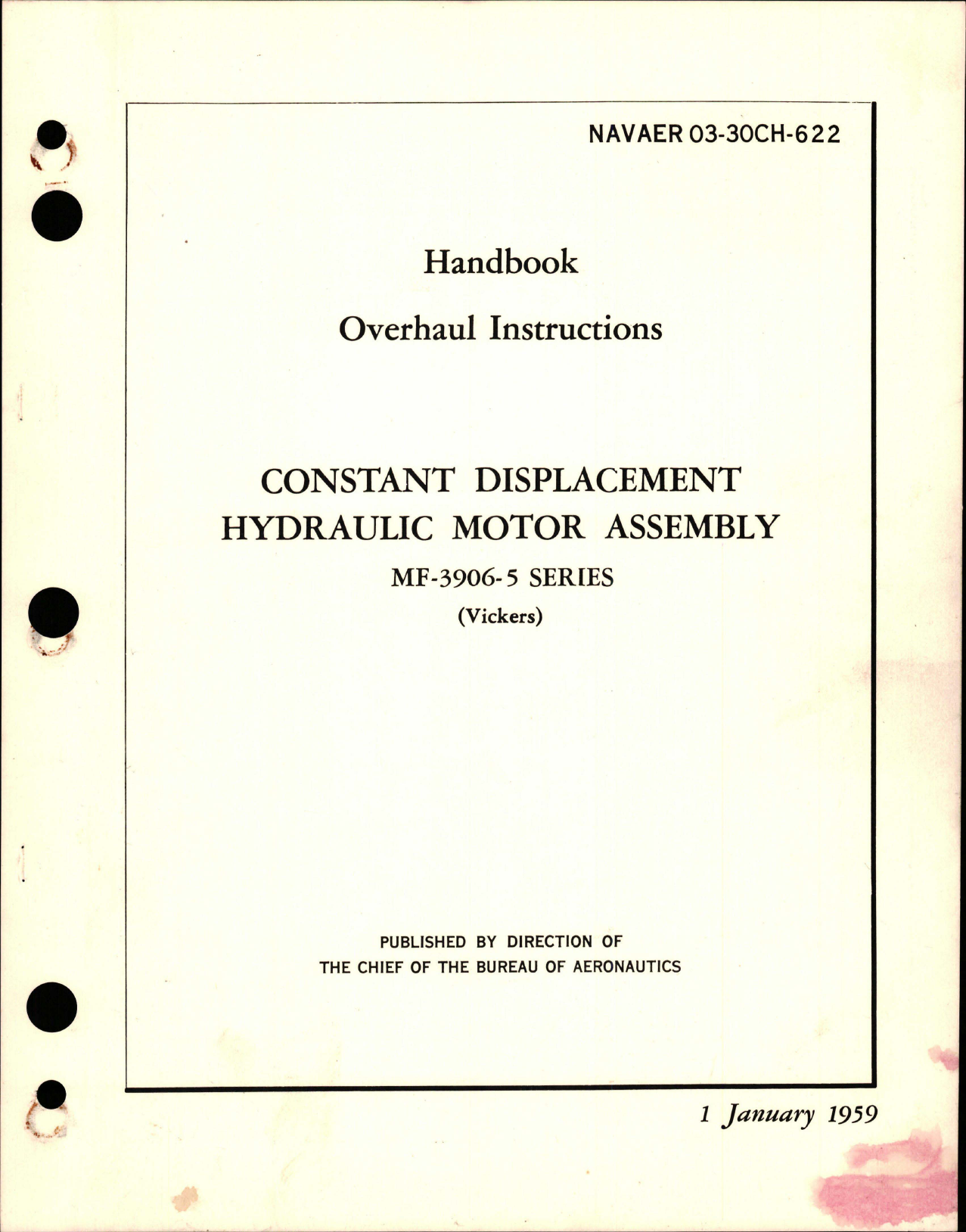 Sample page 1 from AirCorps Library document: Overhaul Instructions for Constant Displacement Hydraulic Motor Assembly - MF-3906-5 Series