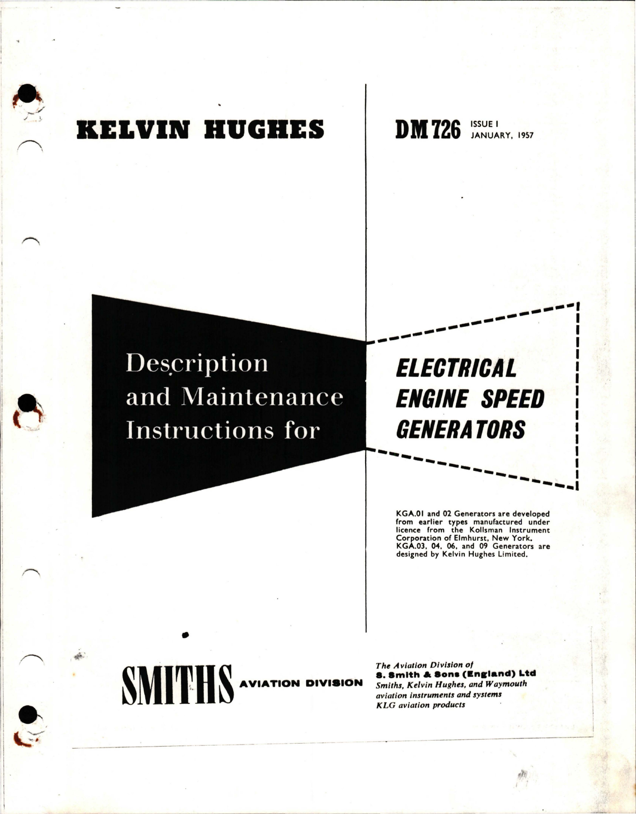 Sample page 1 from AirCorps Library document: Maintenance Instructions for Electrical Engine Speed Generators - Issue No.1