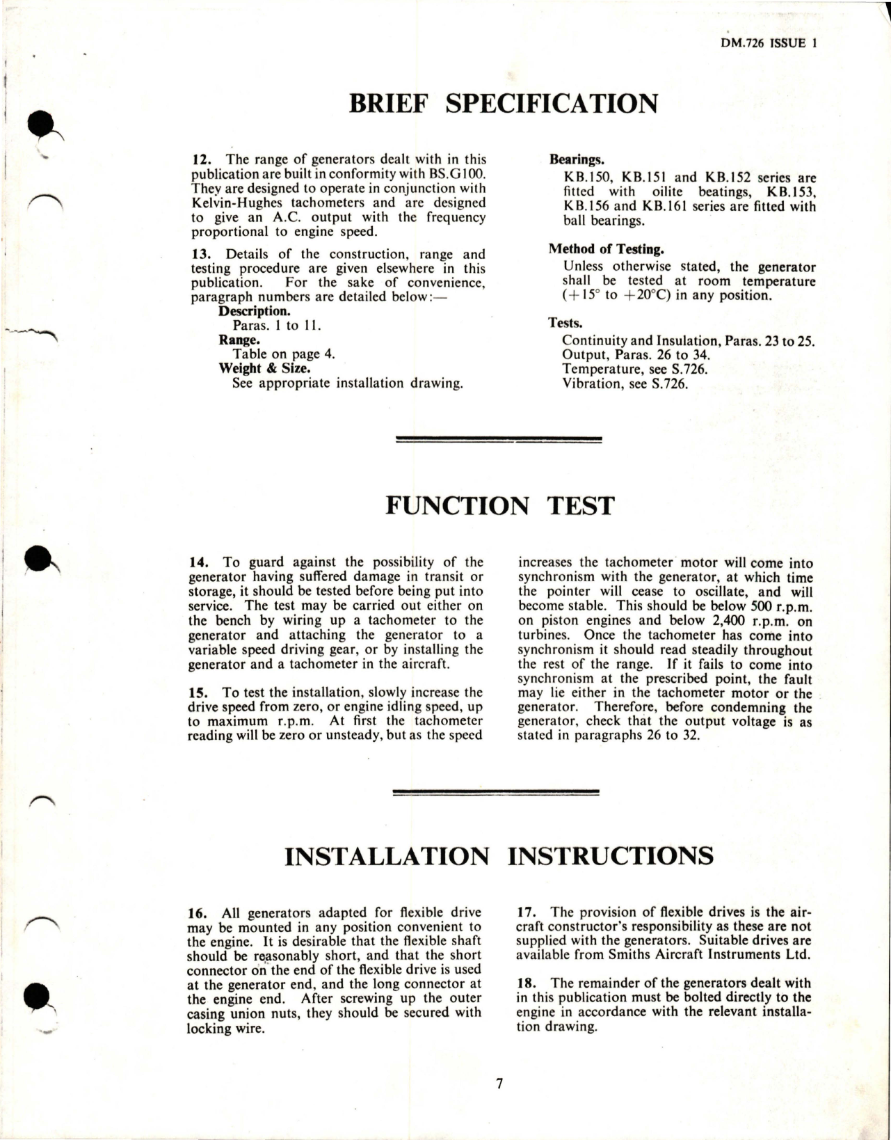 Sample page 7 from AirCorps Library document: Maintenance Instructions for Electrical Engine Speed Generators - Issue No.1