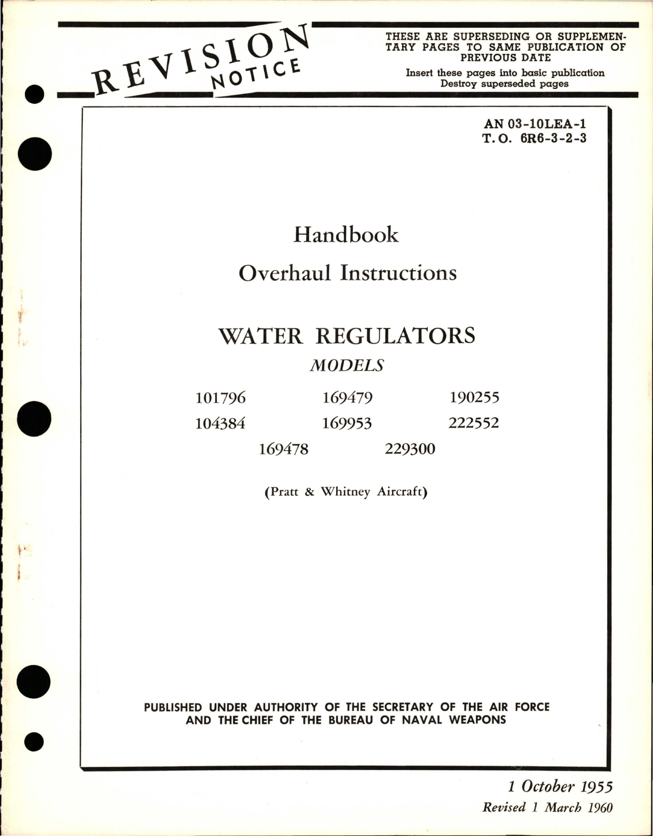 Sample page 1 from AirCorps Library document: Overhaul Instructions for Water Regulators