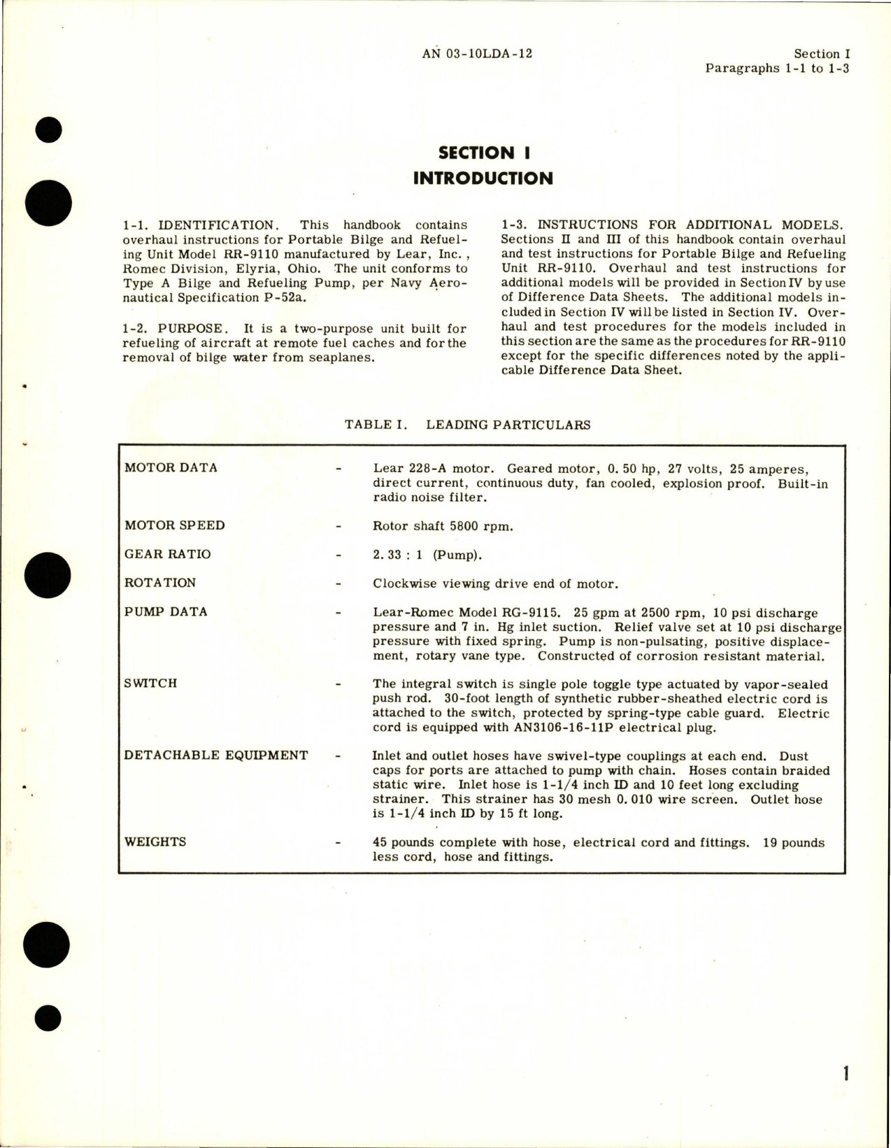 Sample page 5 from AirCorps Library document: Overhaul Instructions for Portable Bilge & Refueling Unit - Model RR-9110