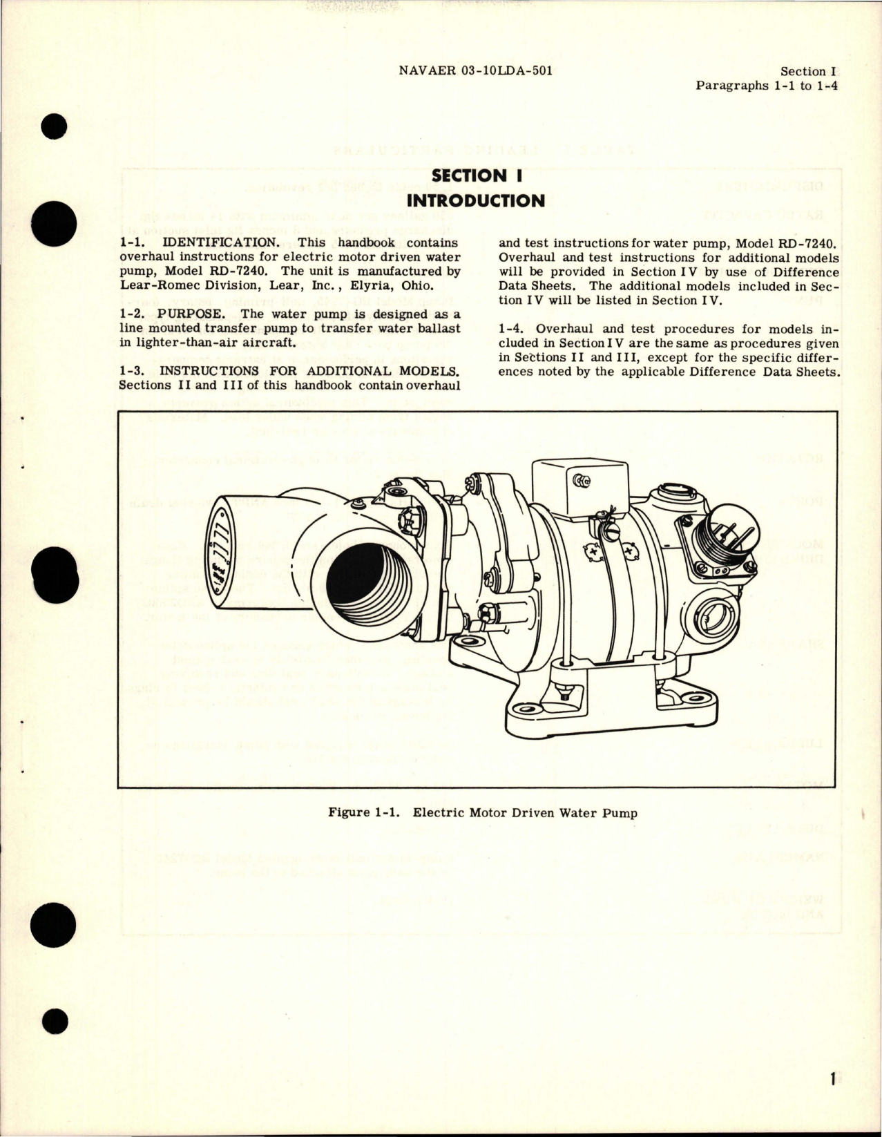 Sample page 5 from AirCorps Library document: Overhaul Instructions for Electric Motor Driven Water Pump - Model RD-7240