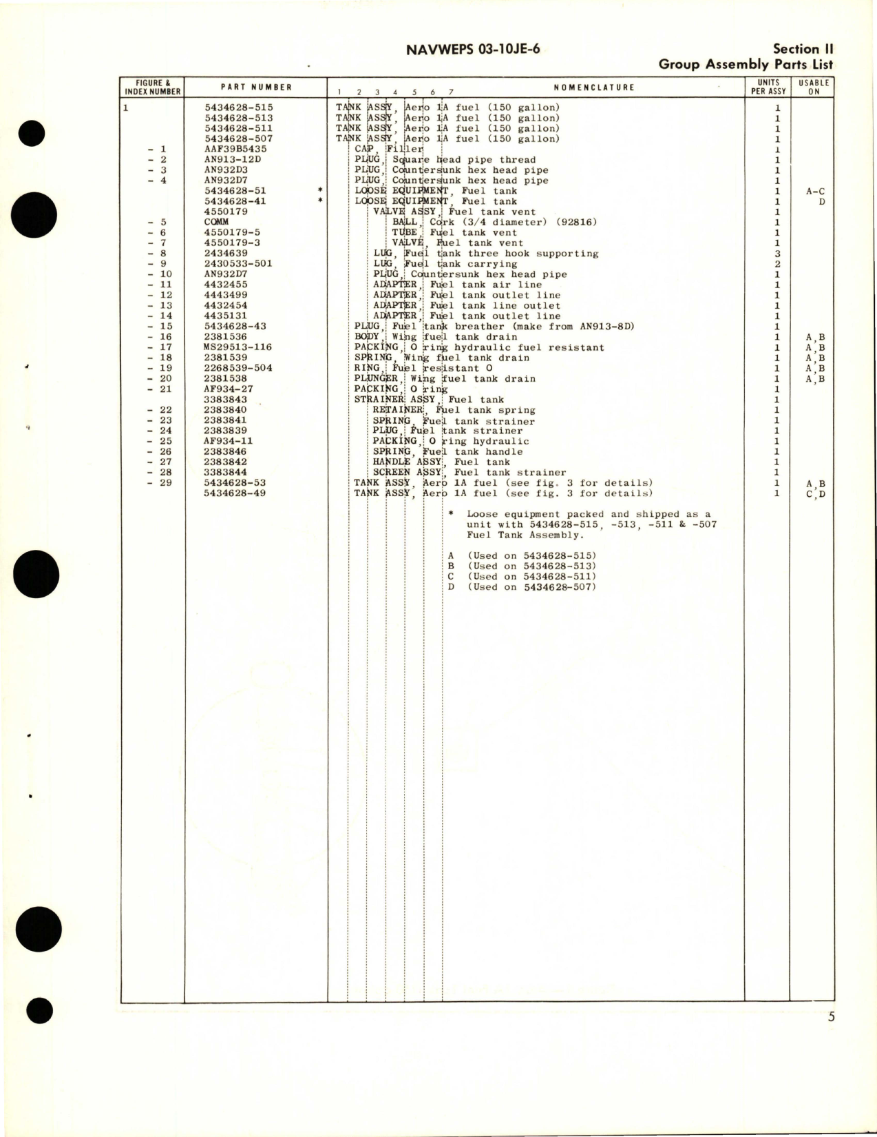 Sample page 7 from AirCorps Library document: Illustrated Parts Breakdown for Fuel Tank Assembly - 150 Gallon