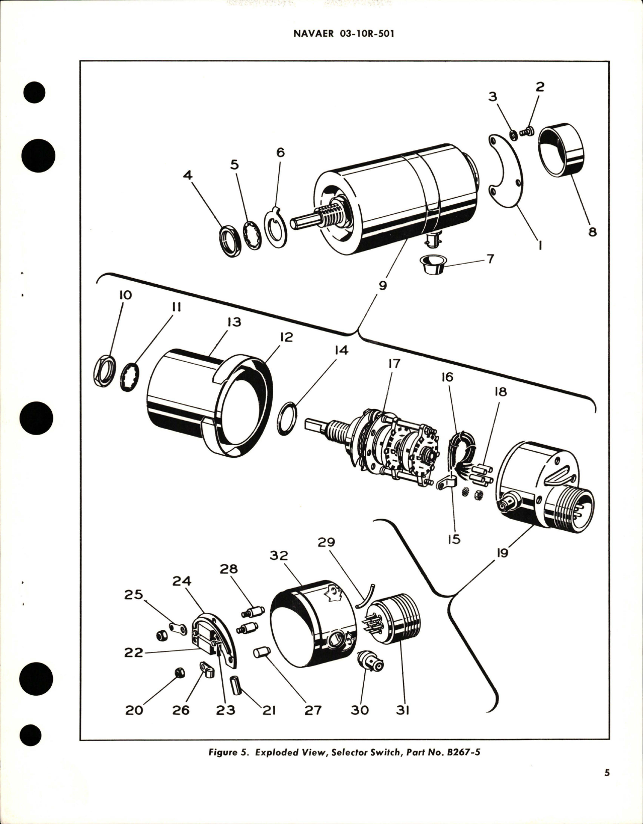 Sample page 5 from AirCorps Library document: Overhaul Instructions with Parts Breakdown for Selector Switch Assembly - B267-5 