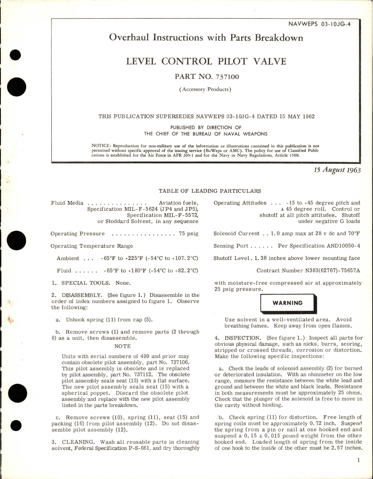 Sample page 1 from AirCorps Library document: Overhaul Instructions with Parts Breakdown for Level Control Pilot Valve - Part 737100