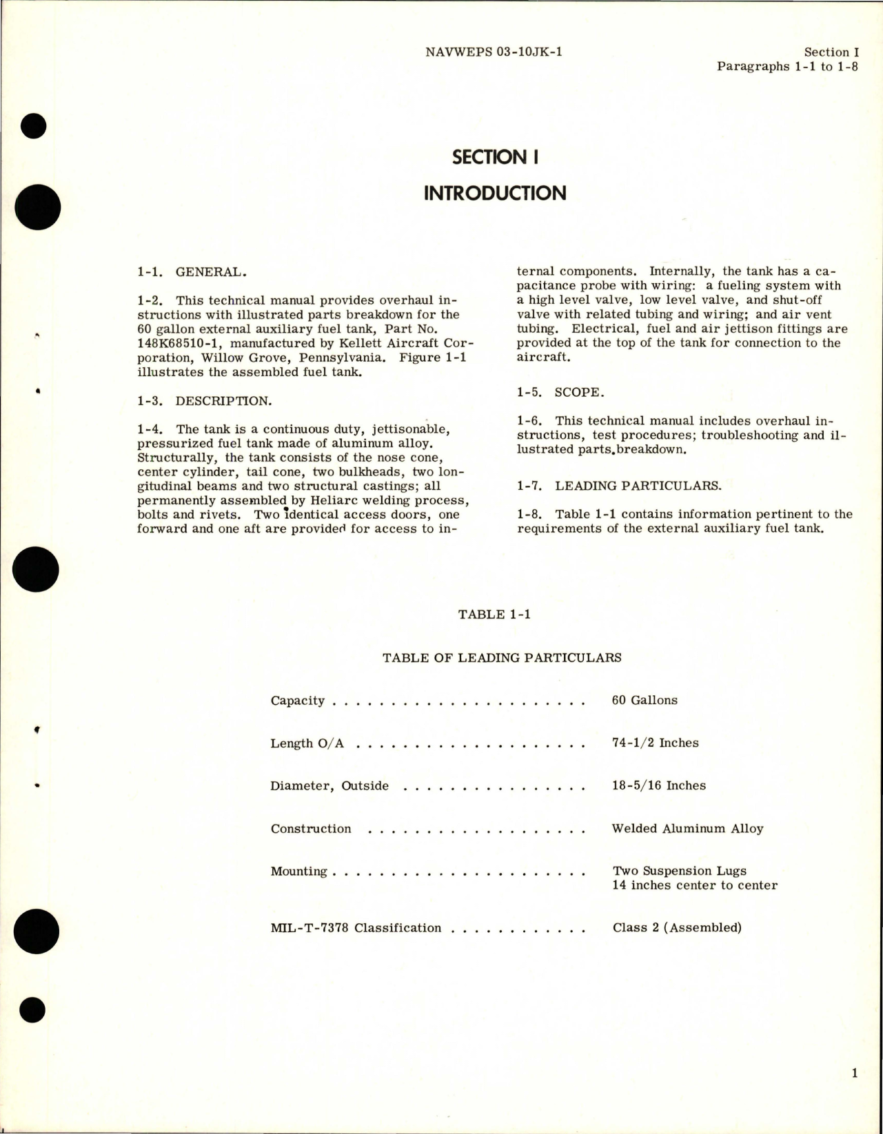 Sample page 5 from AirCorps Library document: Overhaul Instructions with Illustrated Parts Breakdown for External Auxiliary - 60 Gallon Fuel Tank - Model 148K68510-1