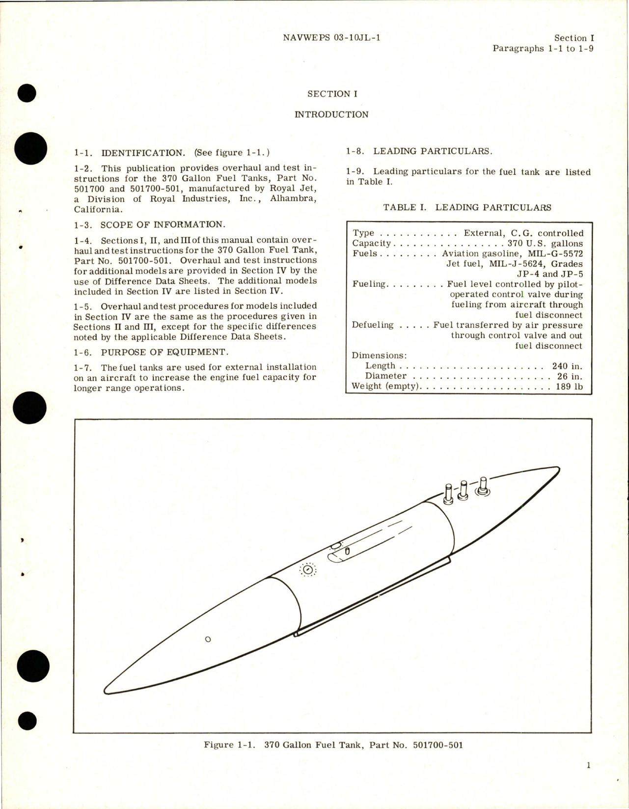 Sample page 5 from AirCorps Library document: Overhaul Instructions for Fuel Tanks - 370 Gallon - Parts 501700 and 501700-501