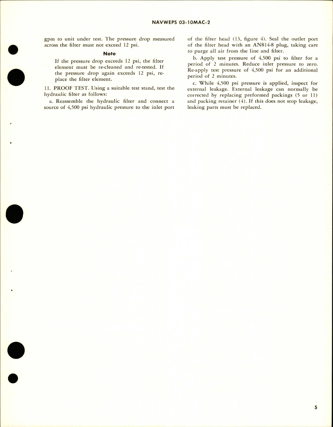 Sample page 5 from AirCorps Library document: Overhaul Instructions with Parts Breakdown for Hydraulic Filter - Part AC-2061-8 