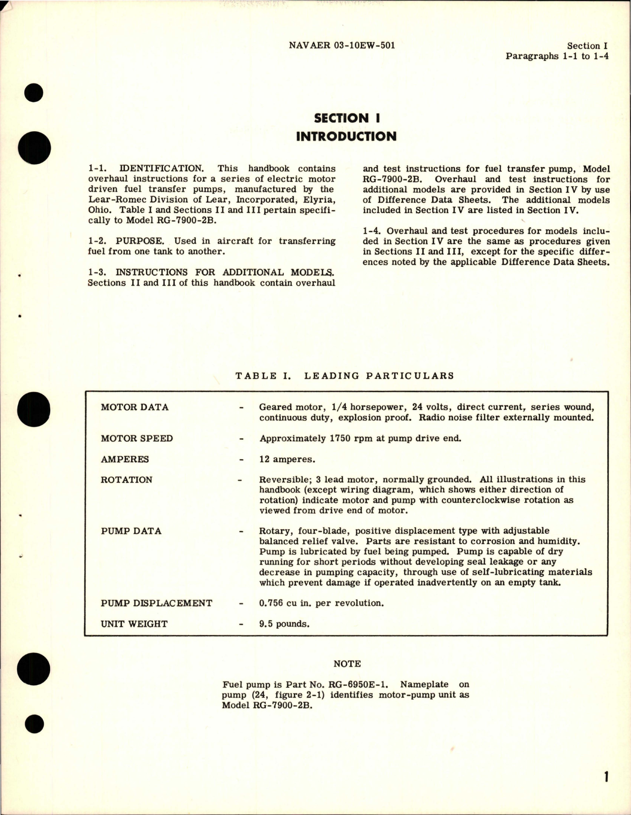 Sample page 5 from AirCorps Library document: Overhaul Instructions for Fuel Transfer Pump - Electric Motor Driven - Models RG-7900-2A, RG-7900-2B 