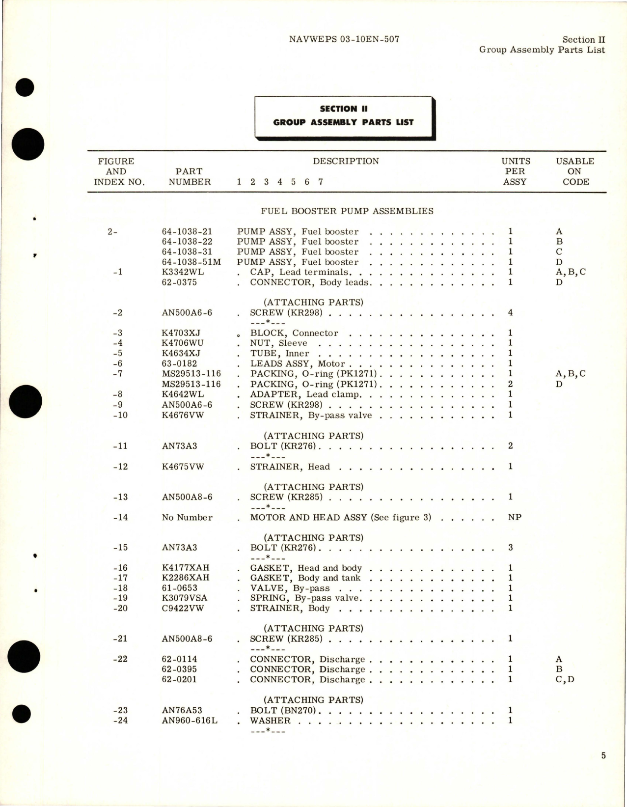 Sample page 7 from AirCorps Library document: Illustrated Parts Breakdown for Fuel Booster Pumps