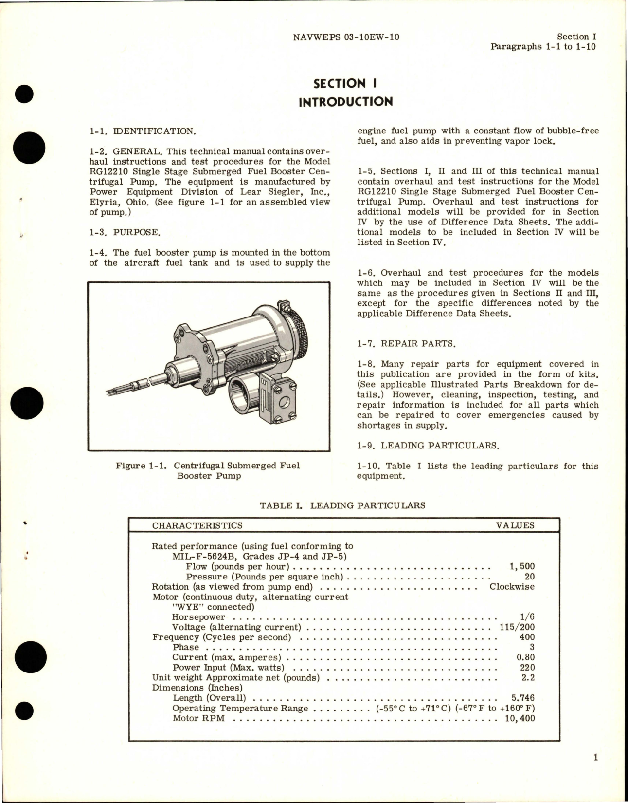 Sample page 5 from AirCorps Library document: Overhaul Instructions for Submerged Fuel Booster Centrifugal Pump - Part RG12210