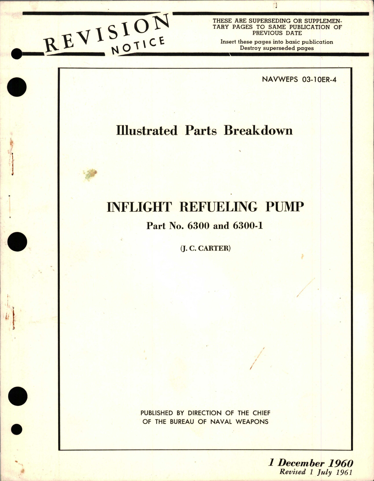 Sample page 1 from AirCorps Library document: Illustrated Parts Breakdown for Inflight Refueling Pump - Part 6300, 6300-1