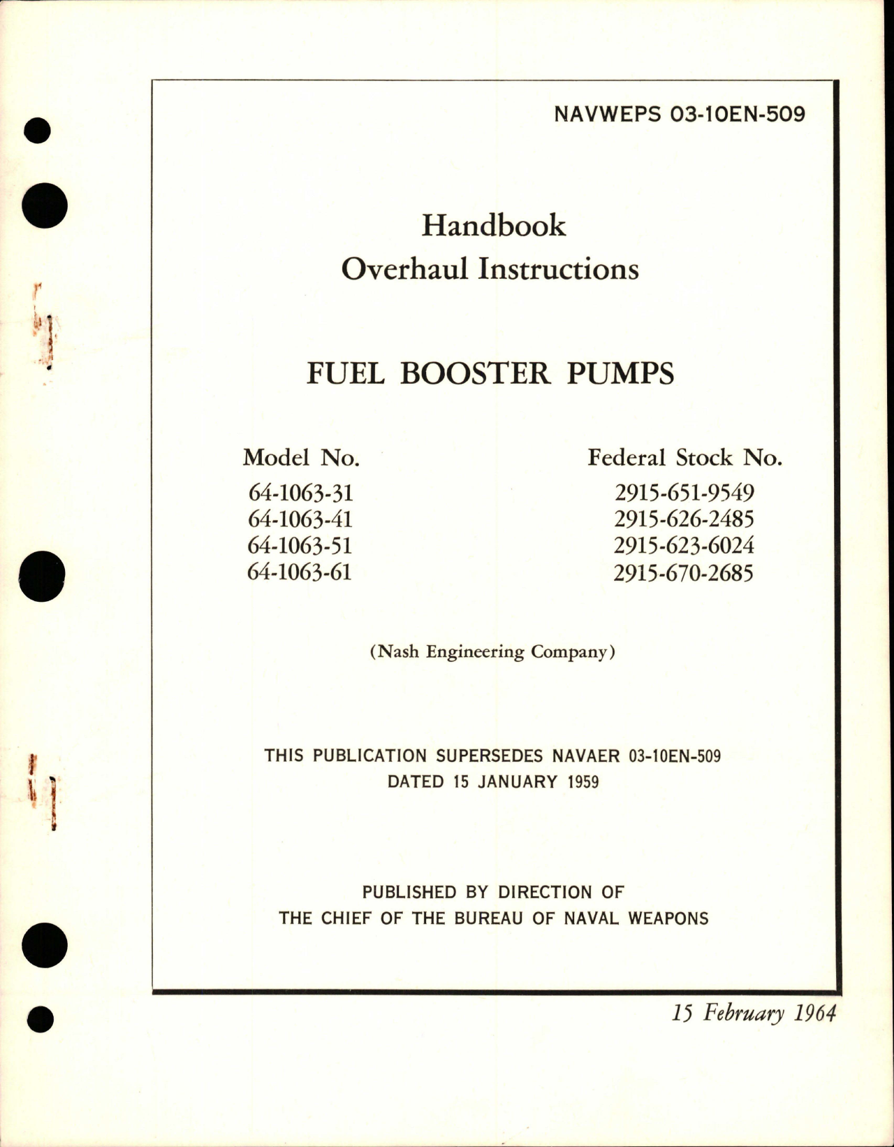 Sample page 1 from AirCorps Library document: Overhaul Instructions for Fuel Booster Pumps 