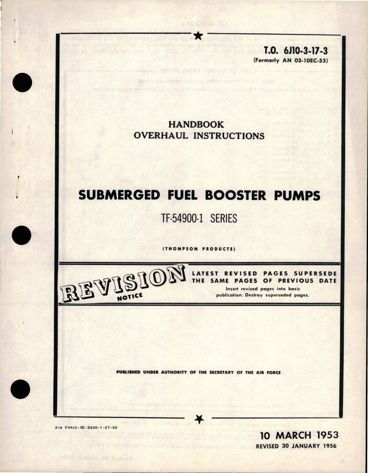 Sample page 1 from AirCorps Library document: Overhaul Instructions for Submerged Fuel Booster Pumps - TF-54900-1 Series