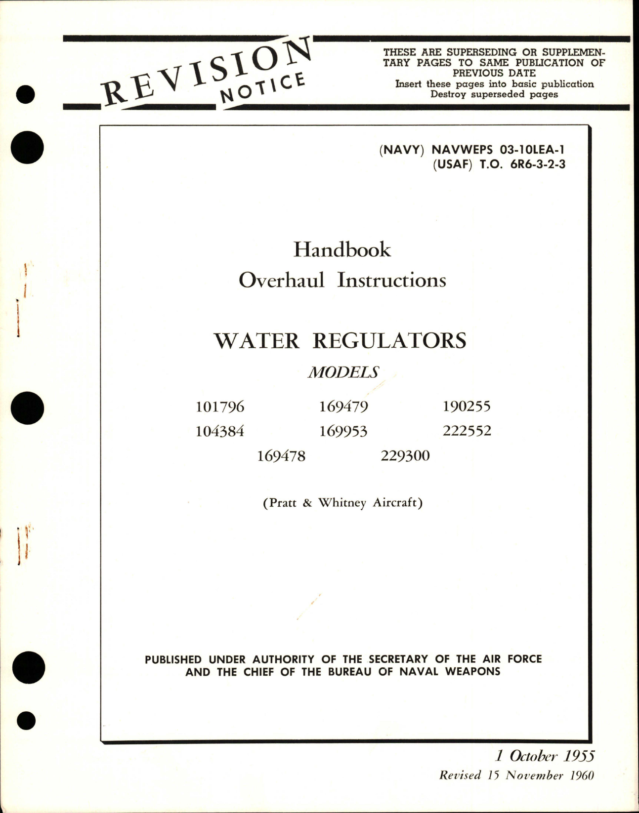 Sample page 1 from AirCorps Library document: Overhaul Instructions for Water Regulators 