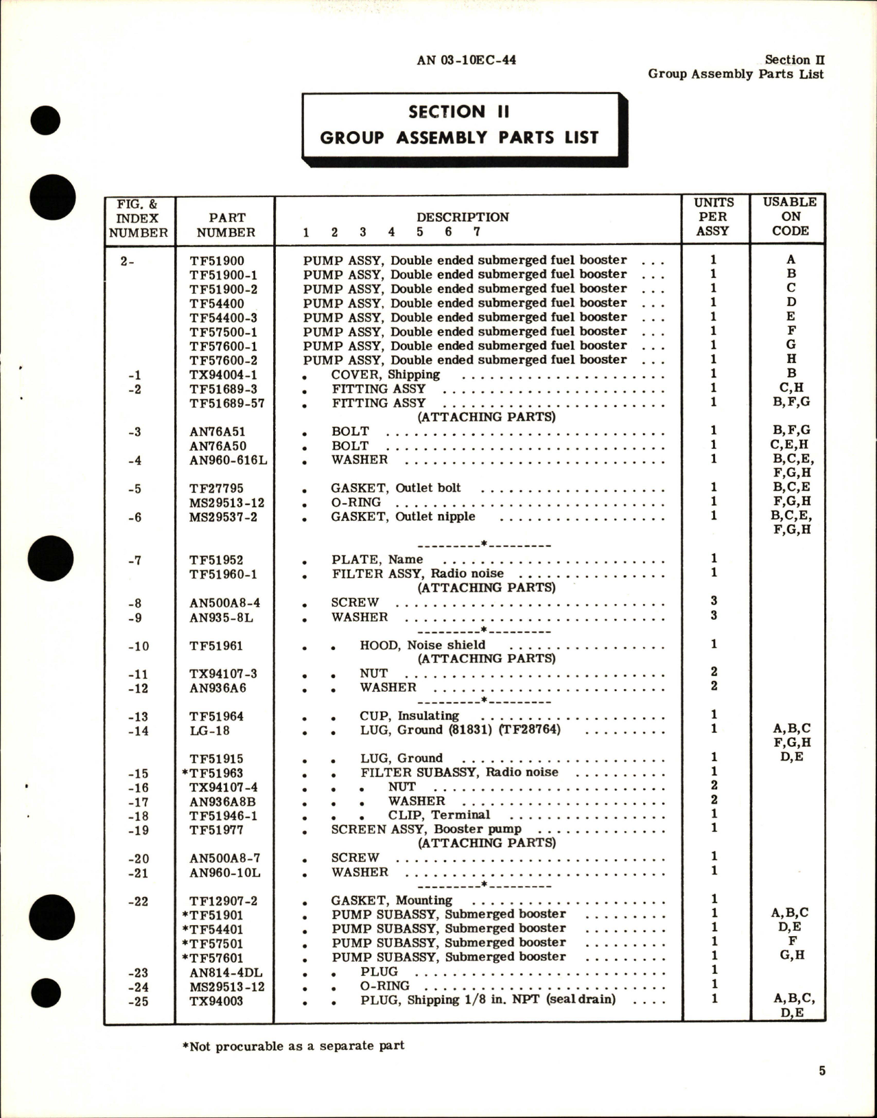 Sample page 7 from AirCorps Library document: Illustrated Parts Breakdown for Double Ended Submerged Fuel Booster Pump