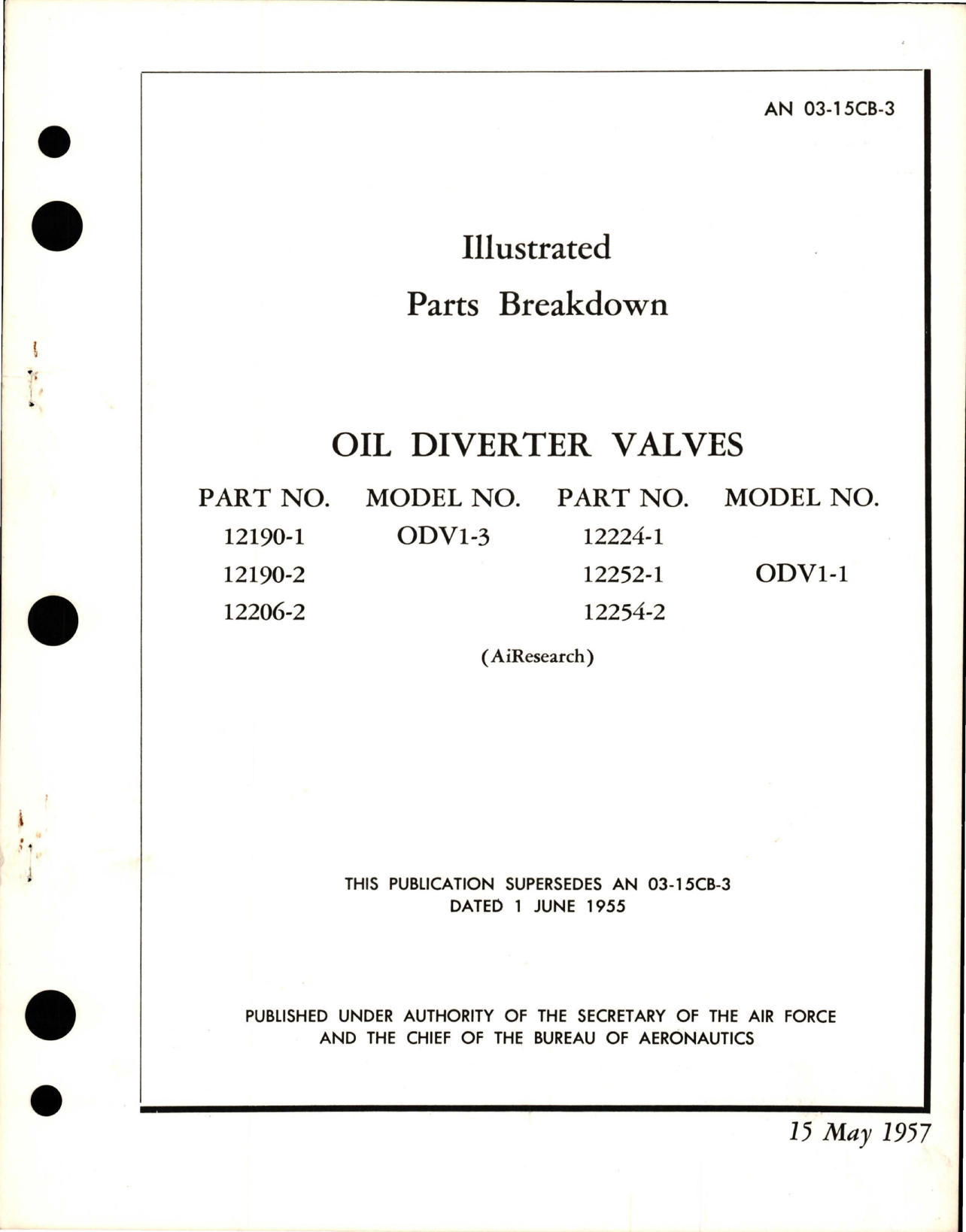 Sample page 1 from AirCorps Library document: Illustrated Parts Breakdown for Oil Diverter Valves