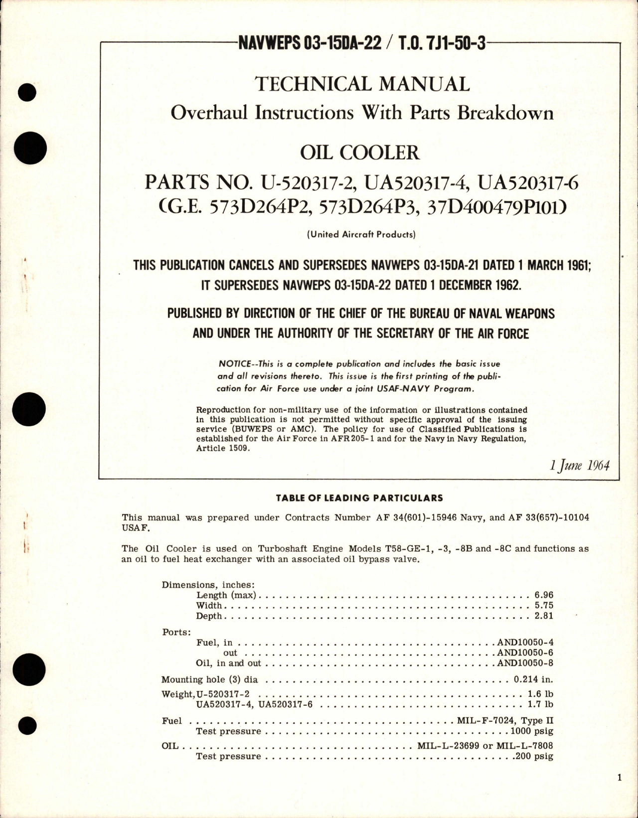 Sample page 1 from AirCorps Library document: Overhaul Instructions with Parts Breakdown for Oil Cooler