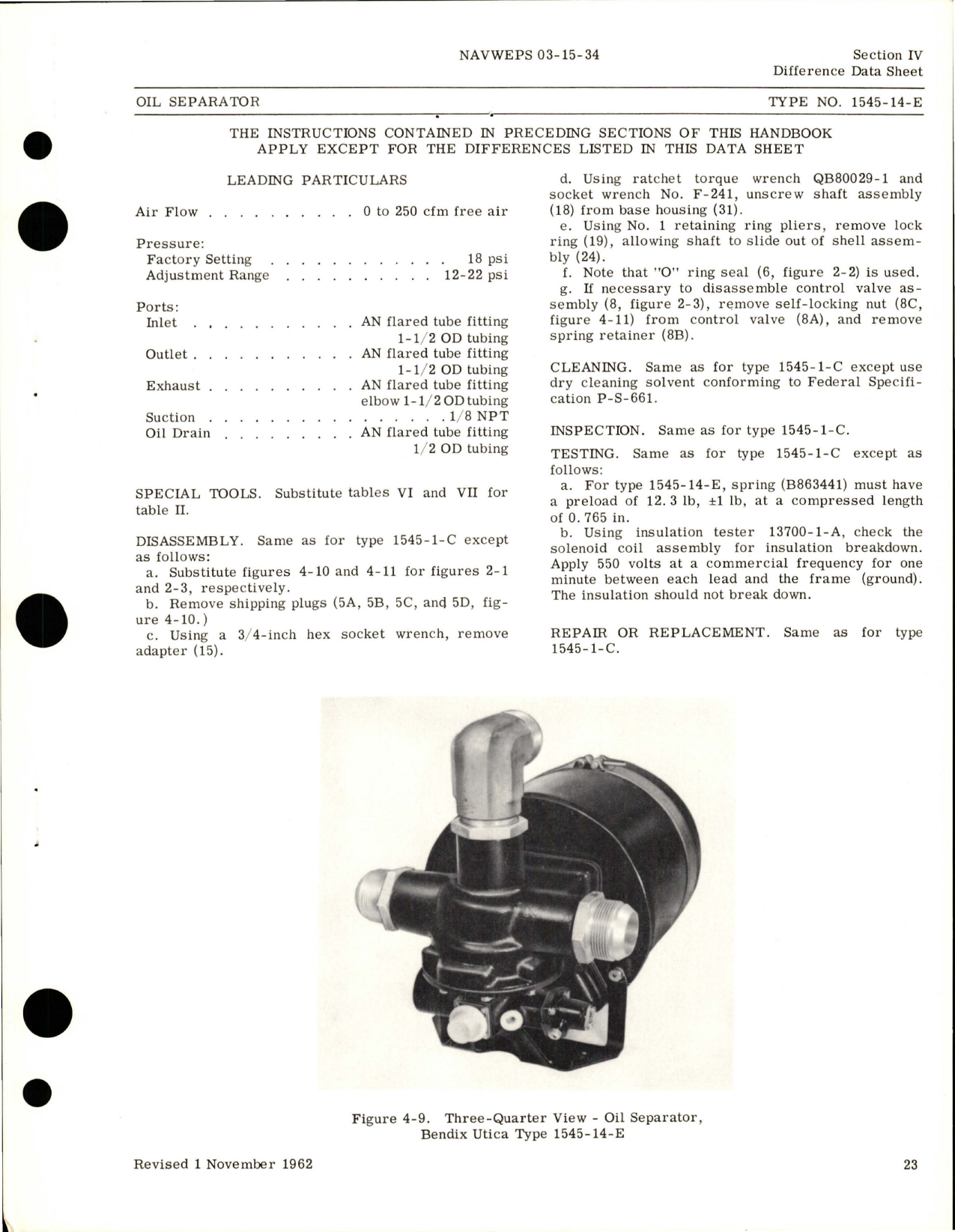 Sample page 5 from AirCorps Library document: Overhaul Instructions for Oil Separator - Parts 1545-1-C, 1545-1-D, 1545-4-E, 1545-5-D, 1545-6-D, 1545-6-E, 1545-14-E, and 659-1-A