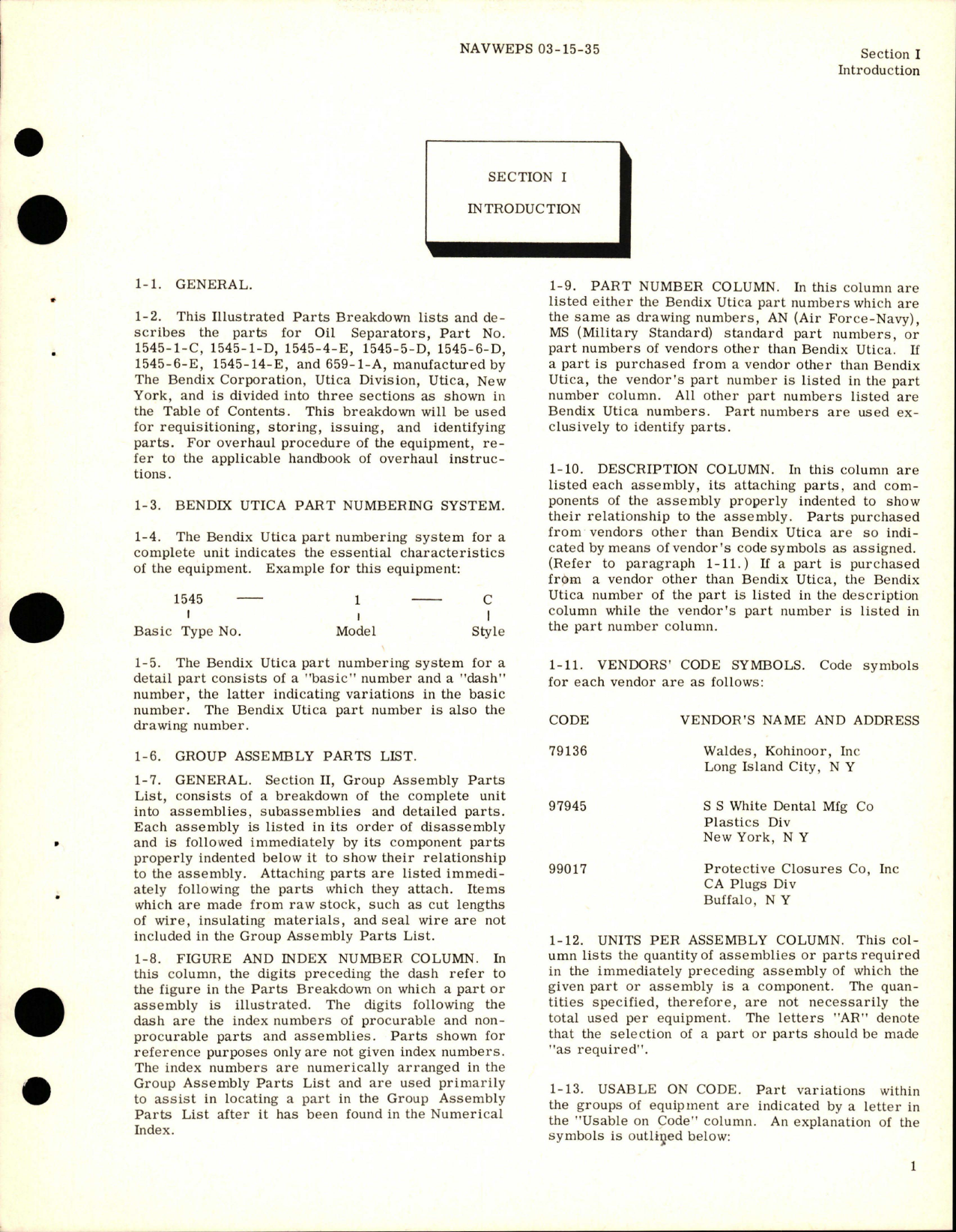 Sample page 5 from AirCorps Library document: Illustrated Parts Breakdown for Oil Separator - Parts 1545-1-C, 1545-1-D, 1545-4-E, 1545-5-D, 1545-6-D, 1545-6-E, 1545-14-E, 659-1-A