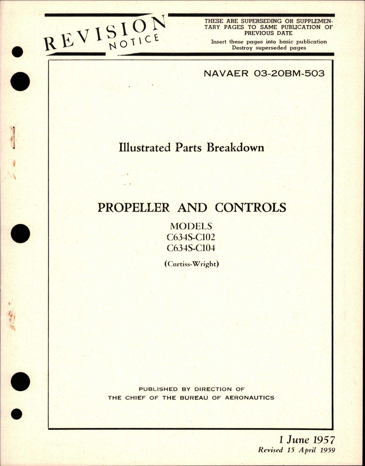 Sample page 1 from AirCorps Library document: Illustrated Parts Breakdown for Propeller and Controls - Models C634S-C102, C634S-C104