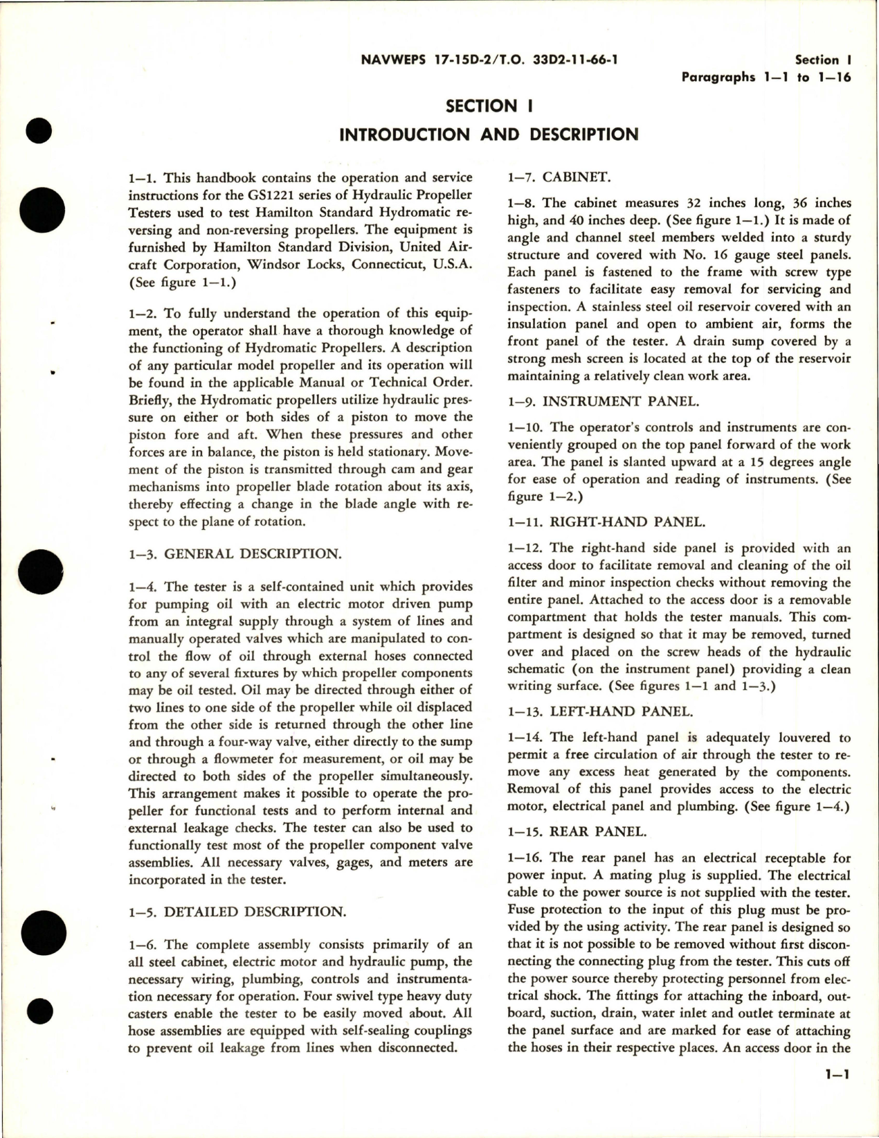 Sample page 5 from AirCorps Library document: Operation, Service Instructions and Illustrated Parts Breakdown for Hydraulic Propeller Testing 