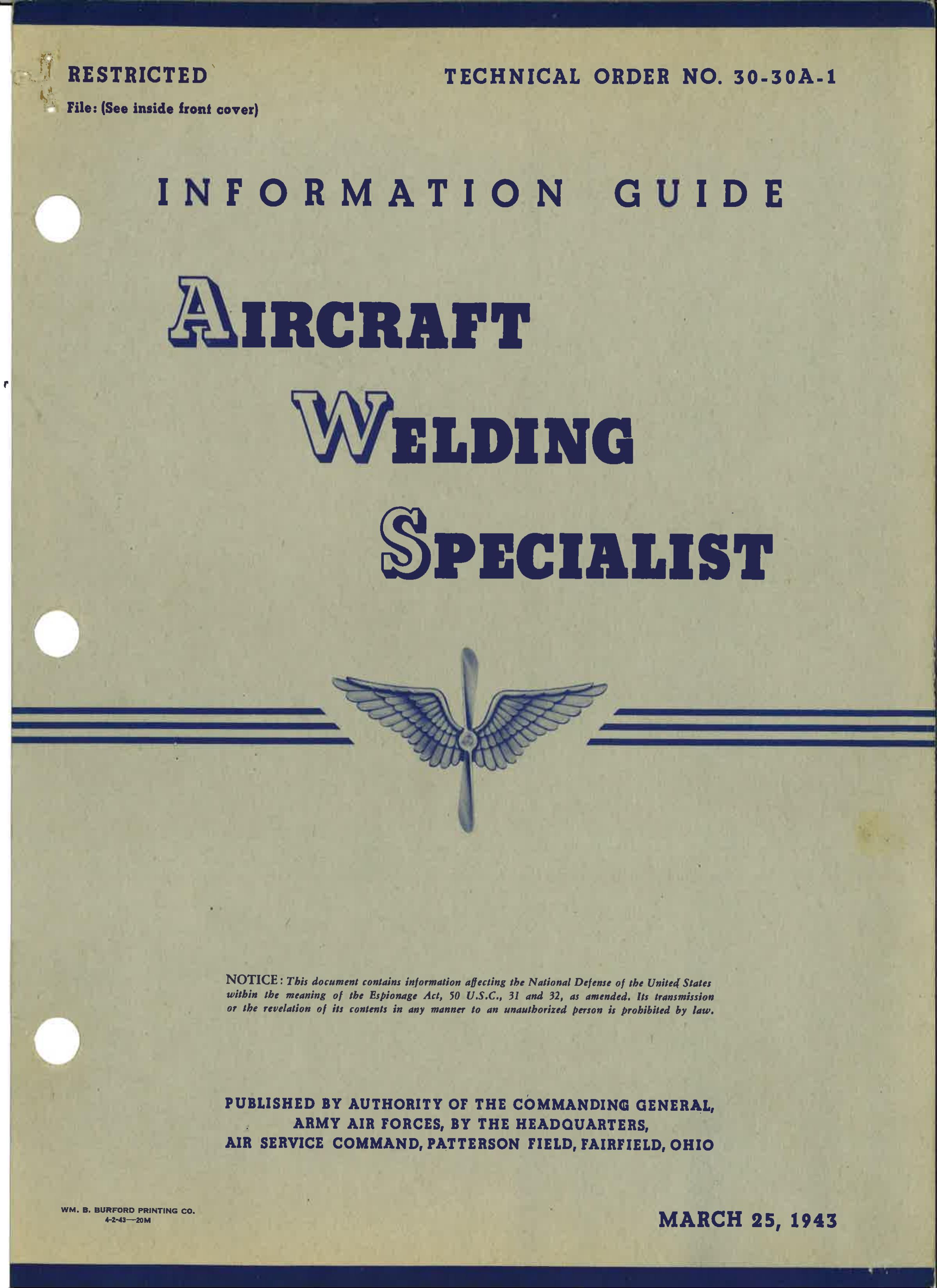 Sample page 1 from AirCorps Library document: Aircraft Welding Specialist - Information Guide