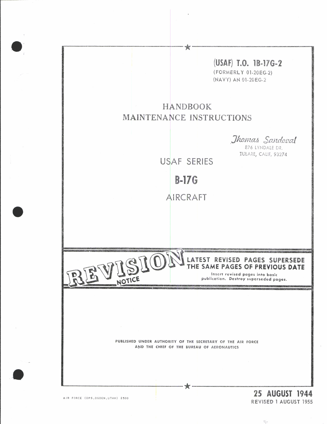Sample page 1 from AirCorps Library document: Maintenance Instructions for B-17G Aircraft