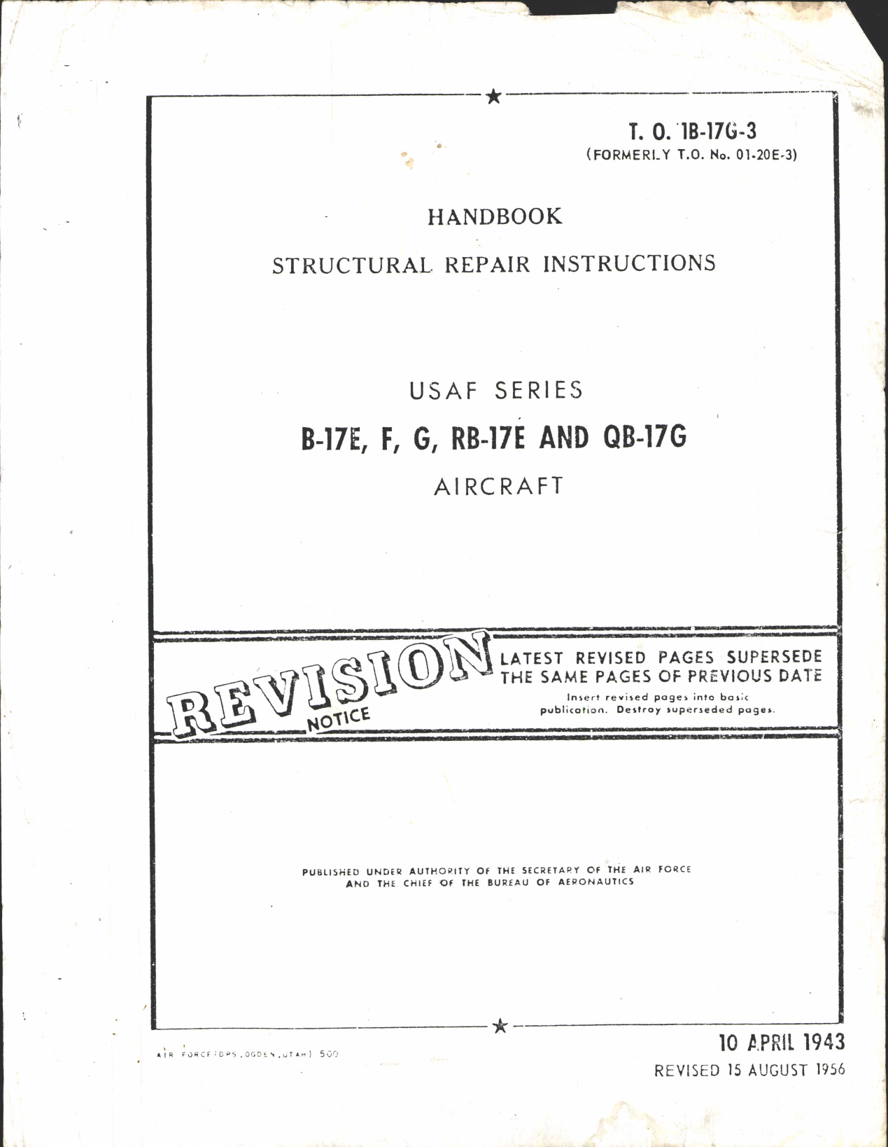 Sample page 1 from AirCorps Library document: Structural Repair Instructions for B-17E, F, G, RB-17E, and QB-17G