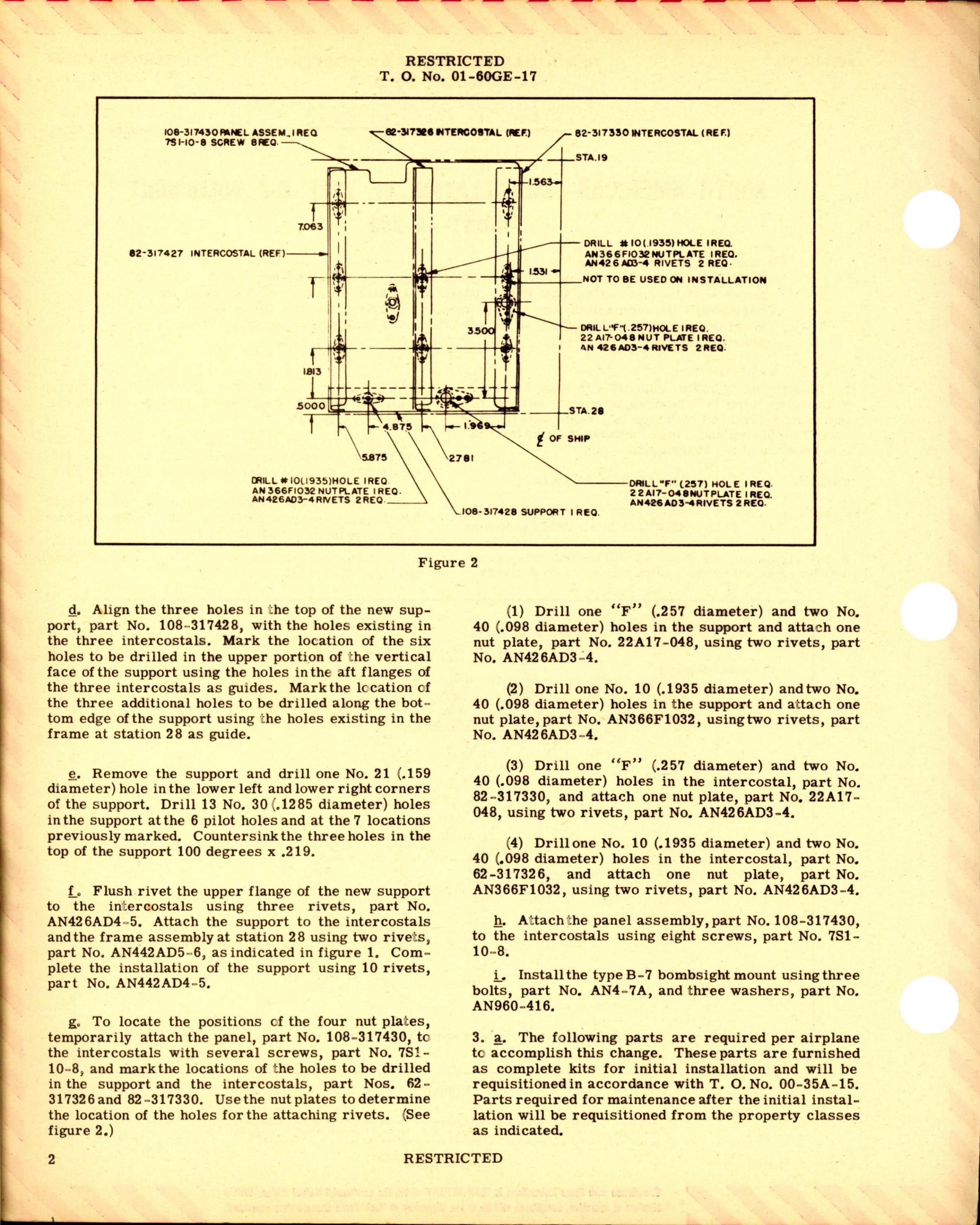 Sample page 2 from AirCorps Library document: Installation of Type B-7 Bombsight Mount for B-25J