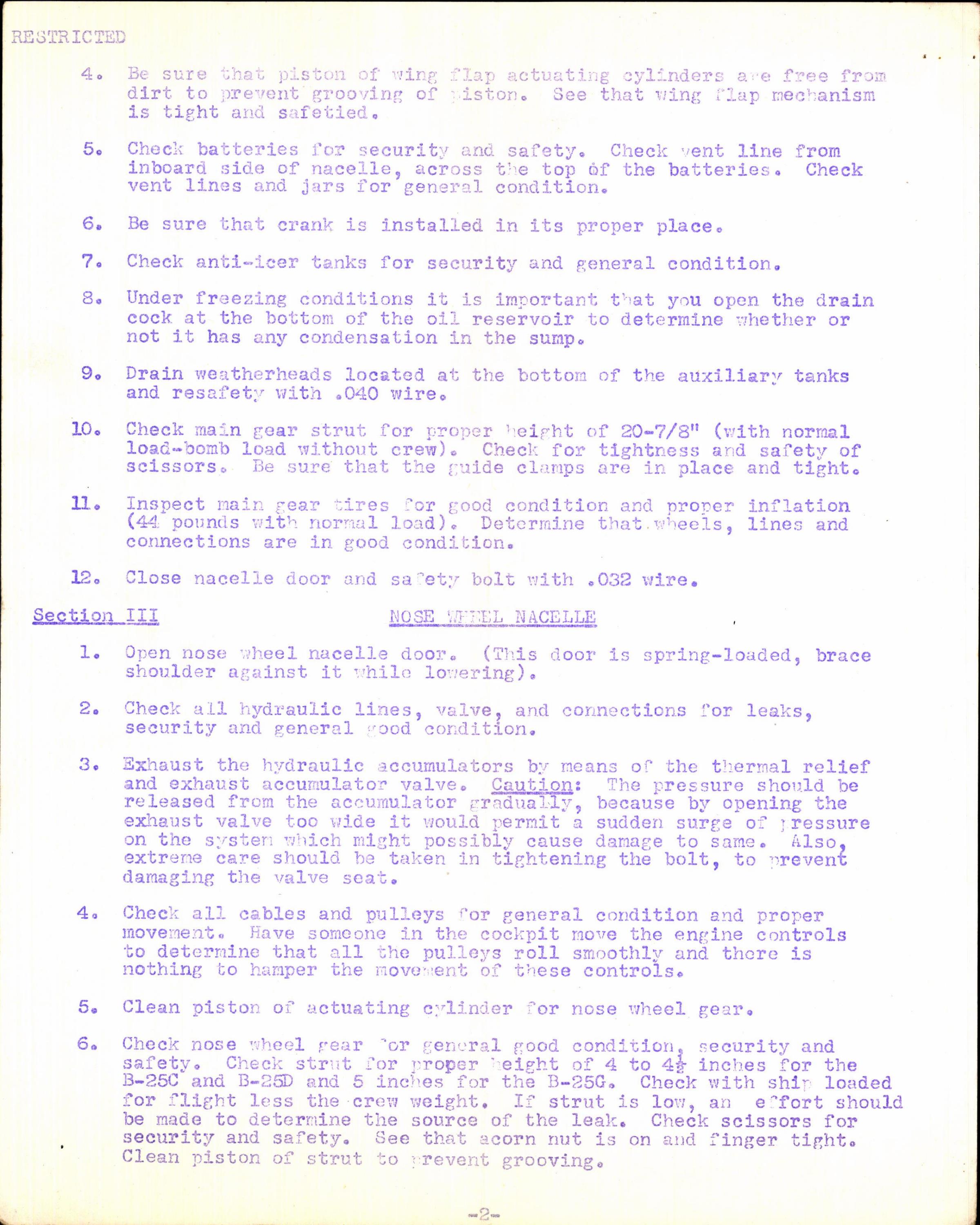 Sample page 4 from AirCorps Library document: Pre-Flight and Daily Inspection for B-25