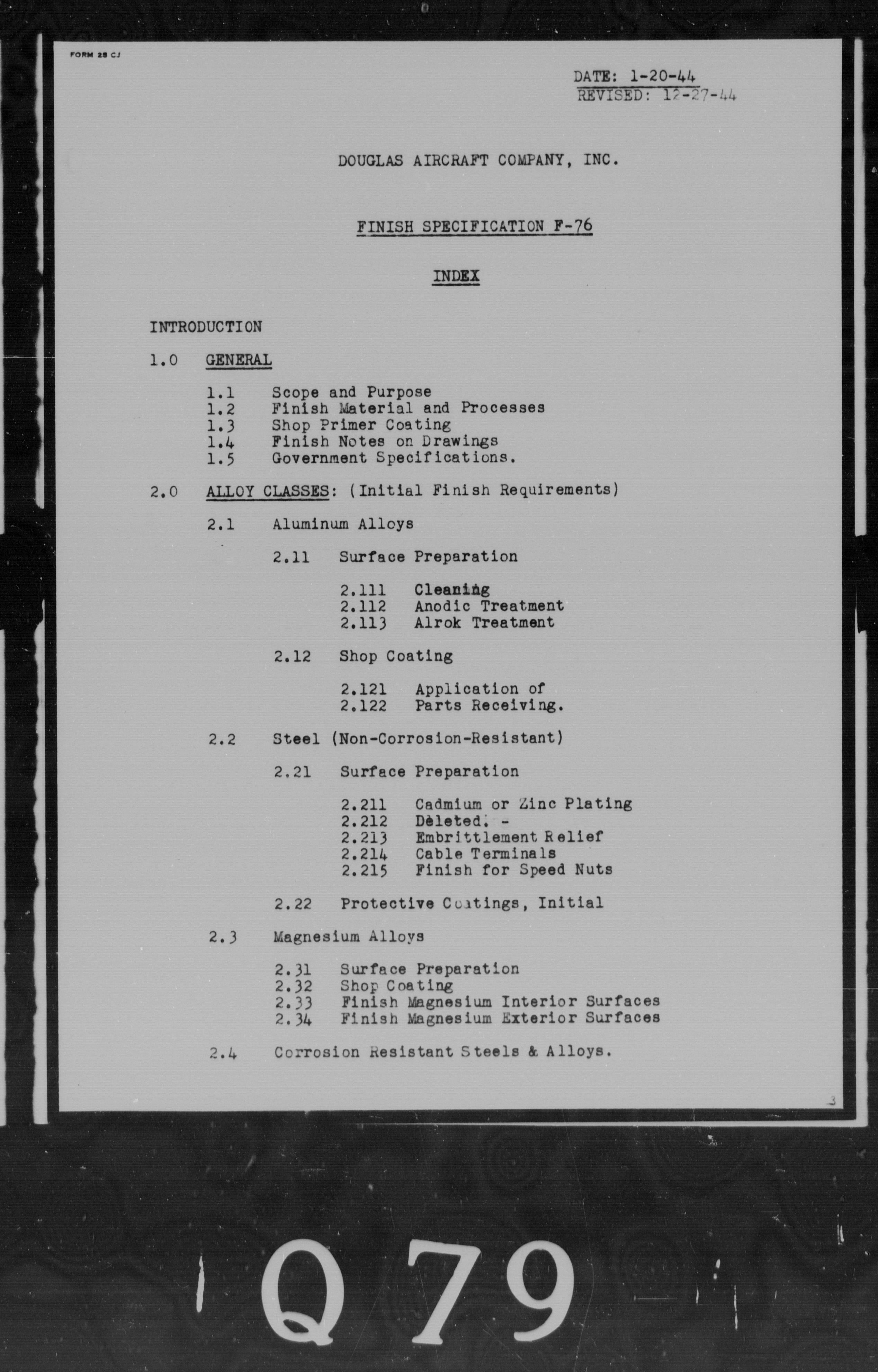 Sample page 3 from AirCorps Library document: Finish Specification F-76 for Light Bomber Type Airplanes Model A-26B