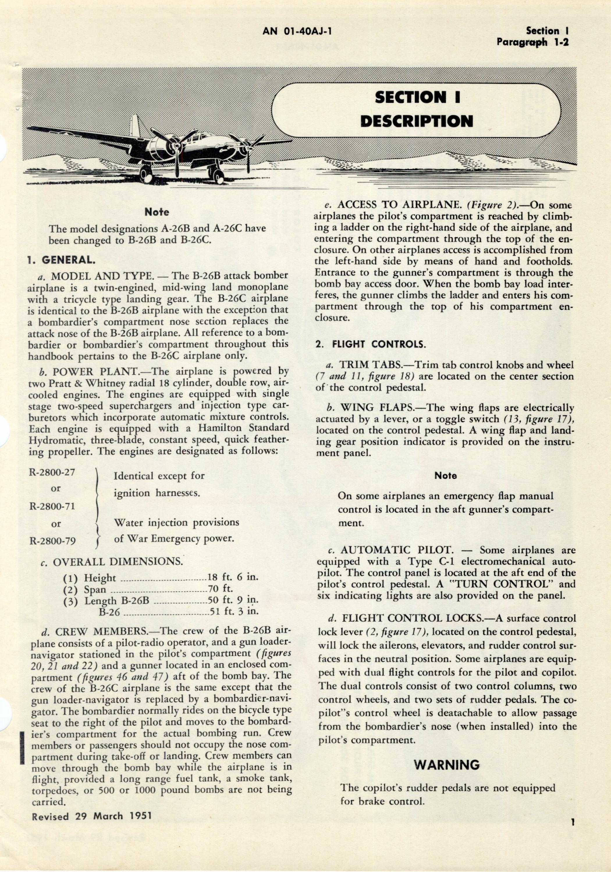 Sample page 7 from AirCorps Library document: Flight Operating Instructions for B-26B, B-26C, and JD-1