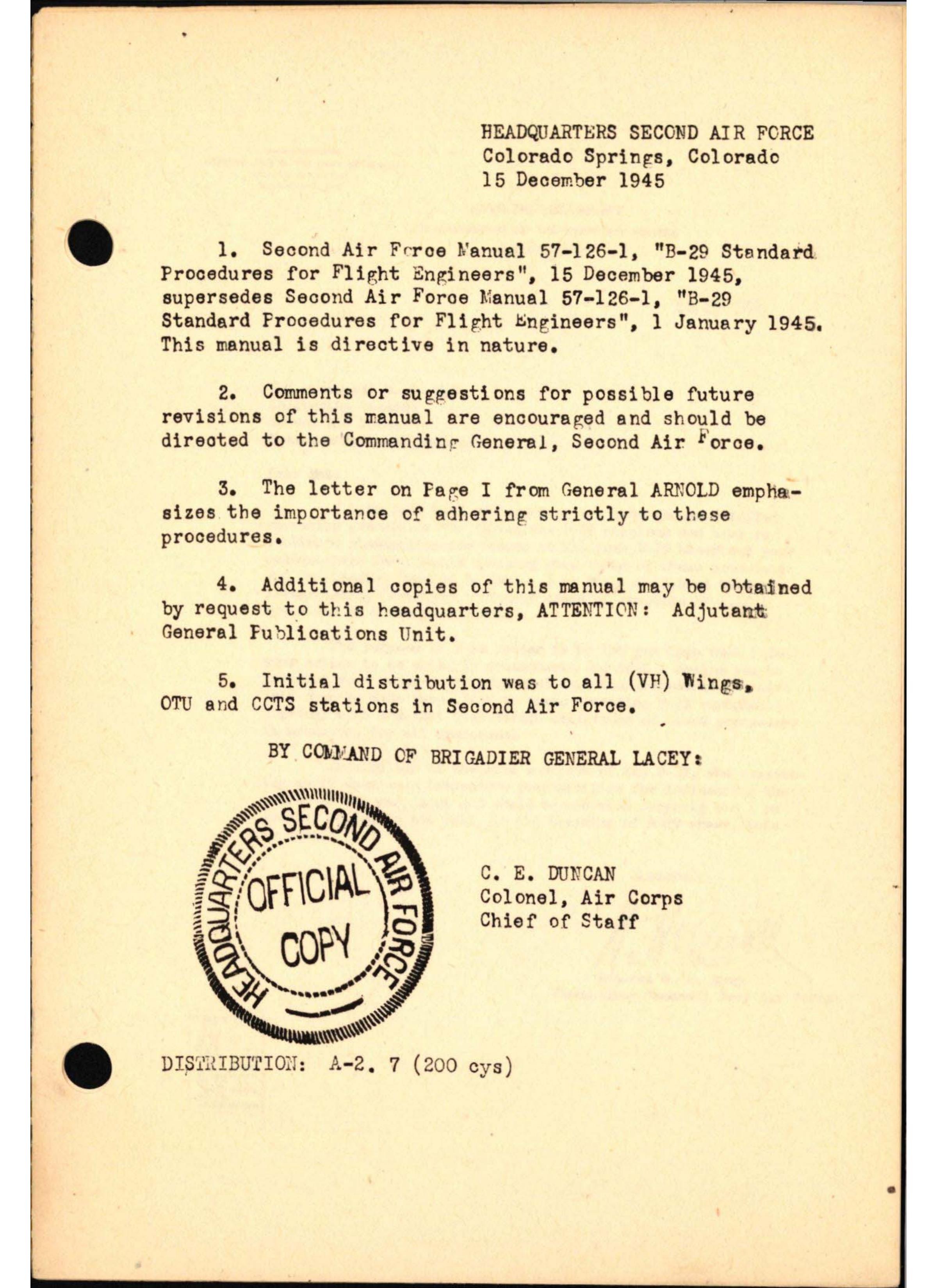 Sample page 2 from AirCorps Library document: B-29 Standard Procedures for Flight Engineers, Second Air Force