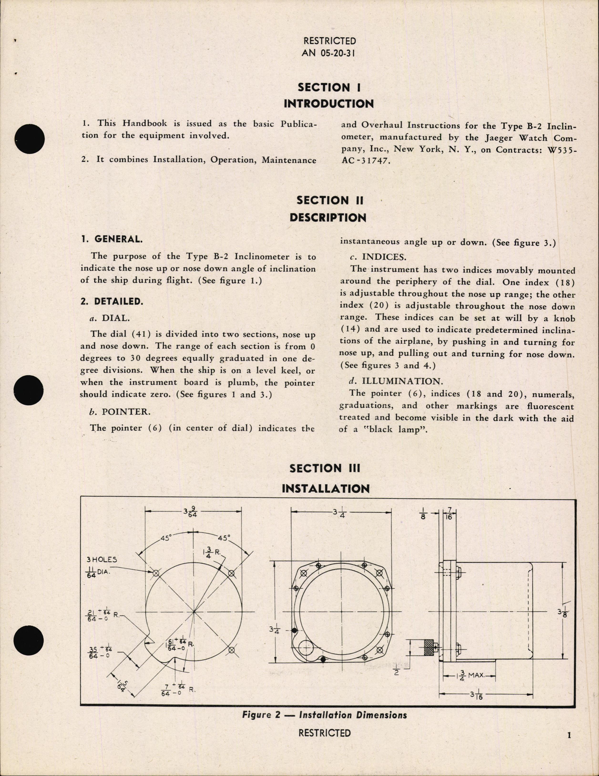 Sample page 7 from AirCorps Library document: Handbook of Instructions with Parts Catalog for Type B-2 Inclinometer