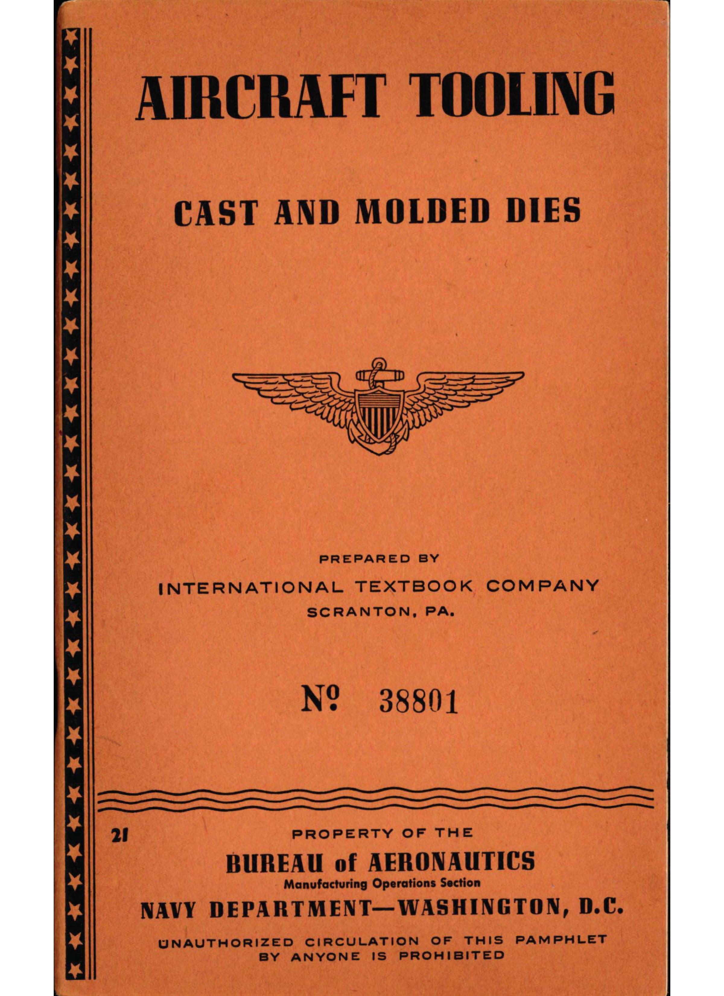 Sample page 1 from AirCorps Library document: Aircraft Tooling - Cast and Molded Dies - Bureau of Aeronautics
